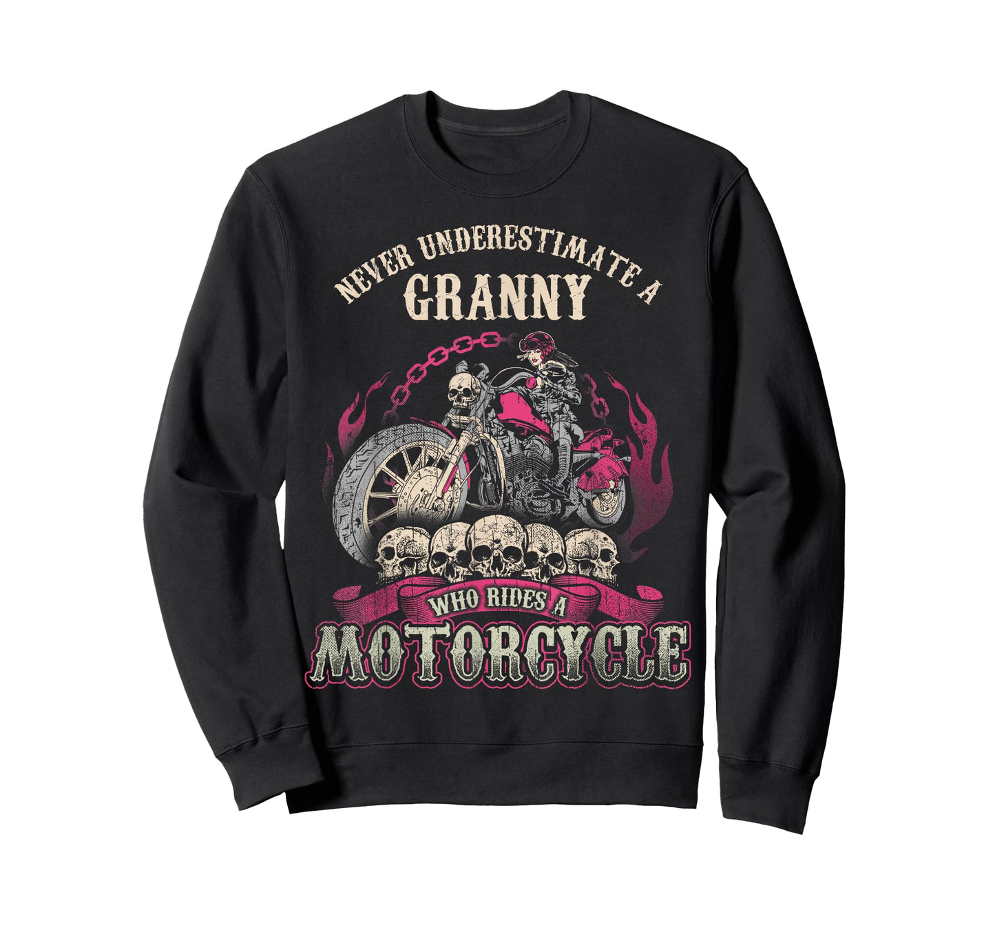 Granny Biker Chick Lady Never Underestimate Motorcycle T-Shirt