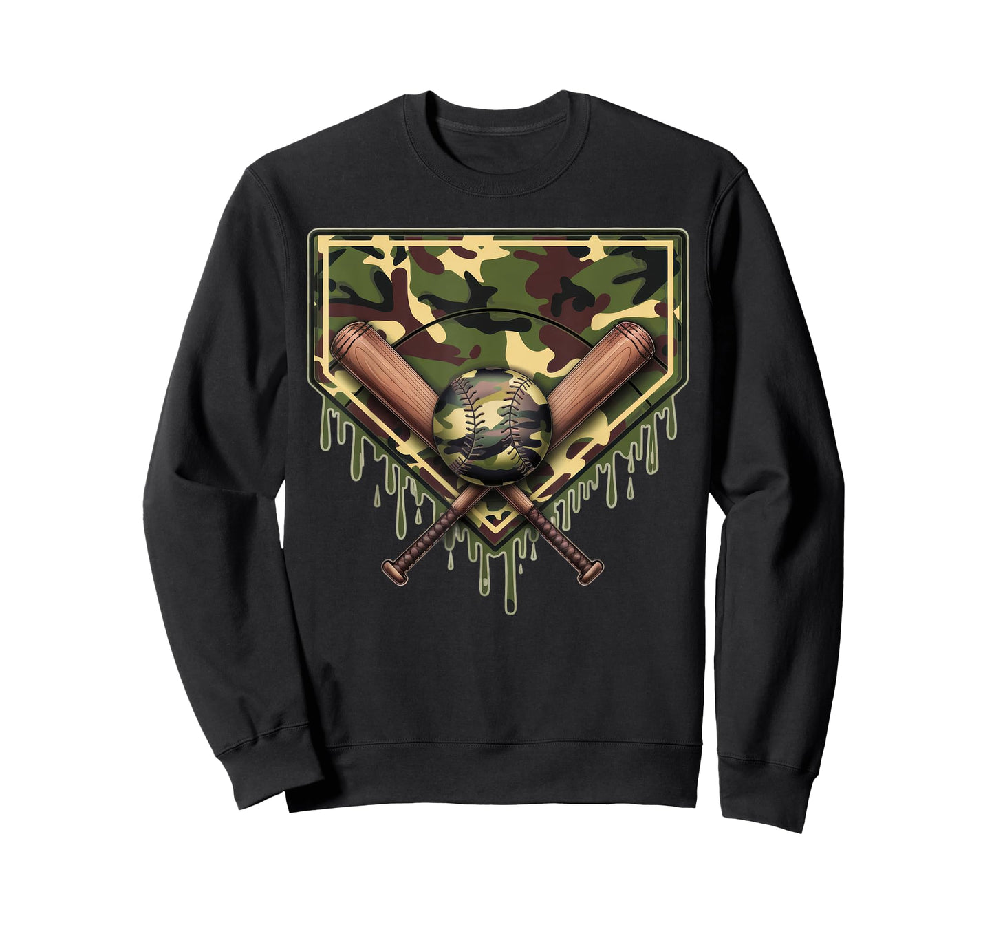 Baseball Home Plate Drip Baseball Ice Cream Camo Matching T-Shirt