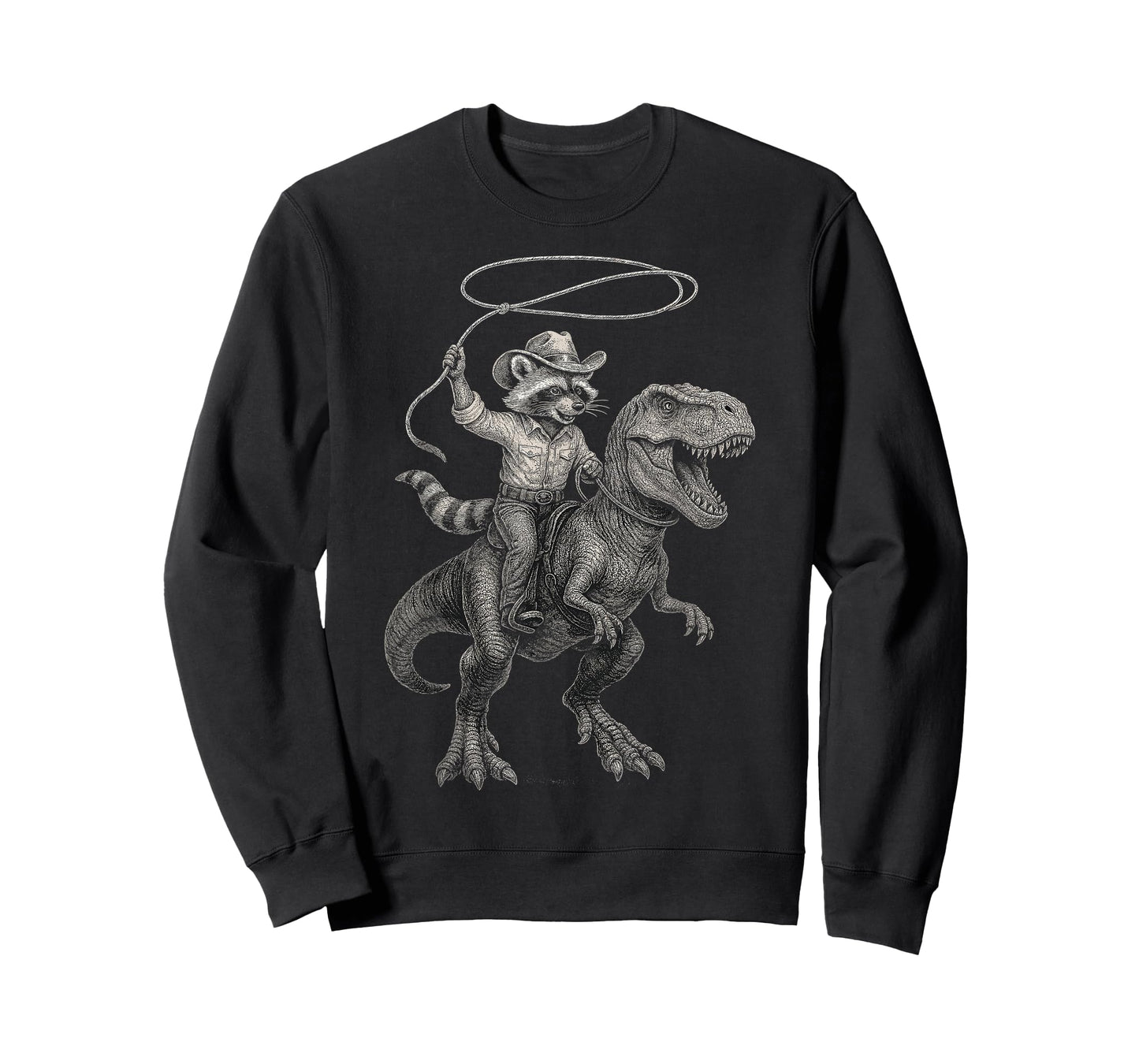 Vintage Raccoon Cowboy Western Trash Panda Riding T-rex T-Shirt