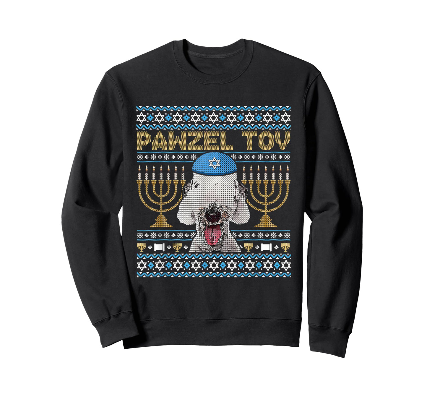Pawzel Tov Jewish Bedlington Terrier Dog Funny Hanukkah T-Shirt