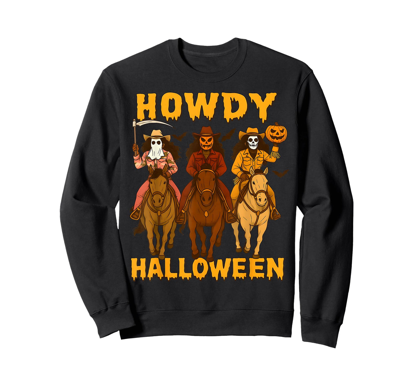 Howdy Halloween Spooky Western Cowboy Skeleton Riders Funny T-Shirt