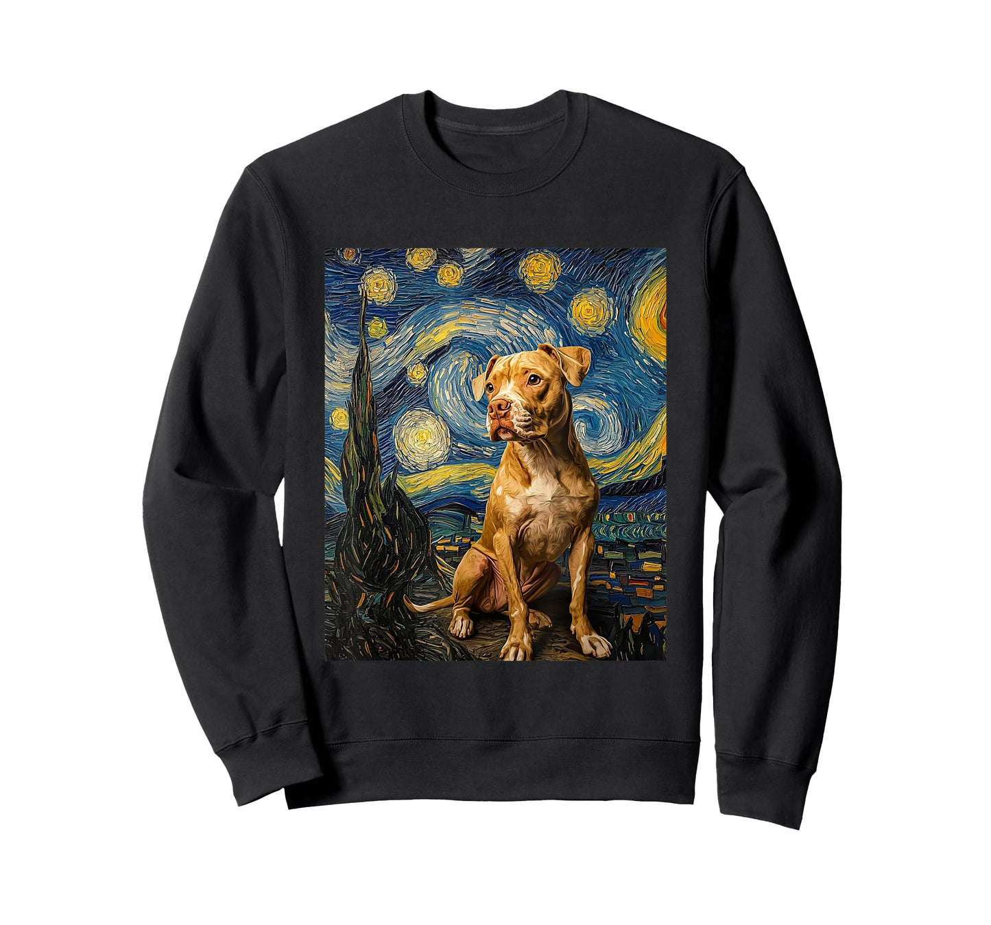 Pitbull Dog Pit Bull Pittie - Van Gogh Style - Starry Night T-Shirt