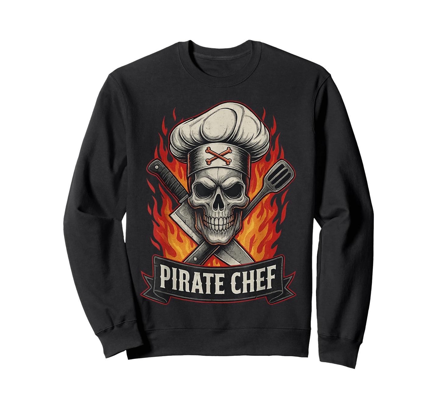 Pirate Chef Hat Knife Skull Funny Cook Restaurant Cooking T-Shirt