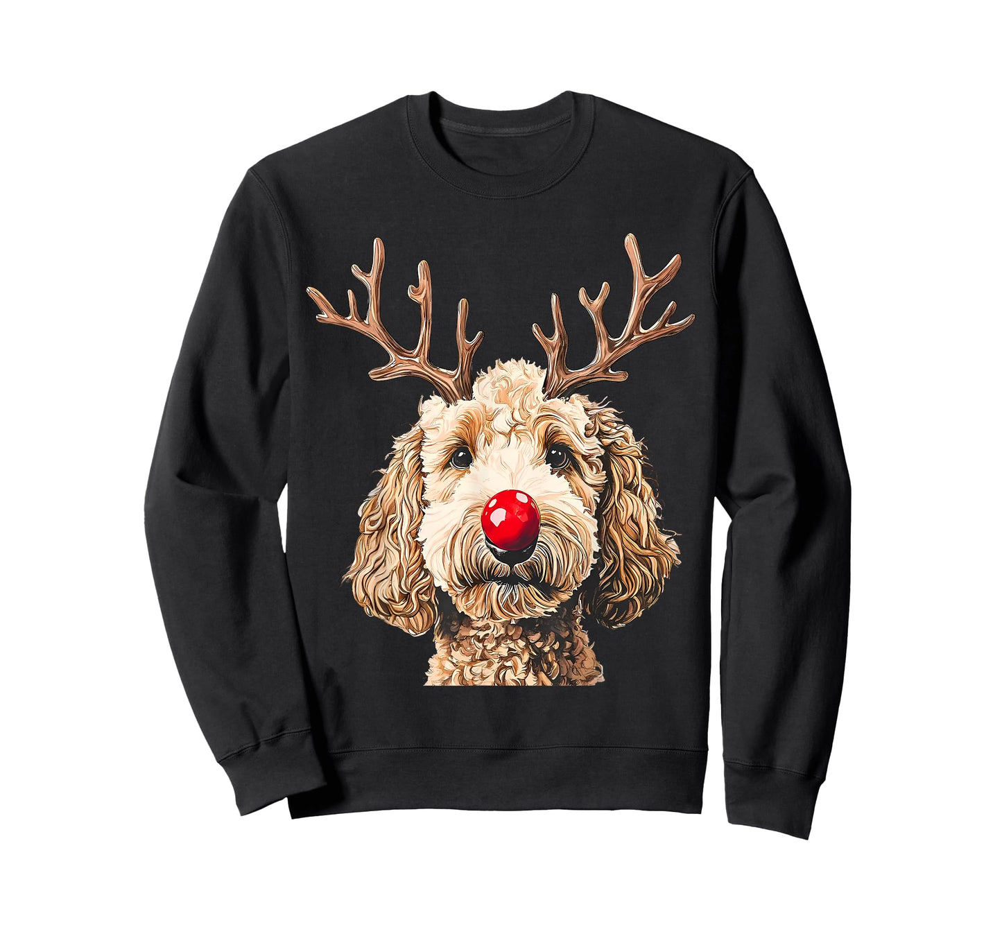 Cute Funny Reindeer Santa Goldendoodle Christmas Tree Lights T-Shirt