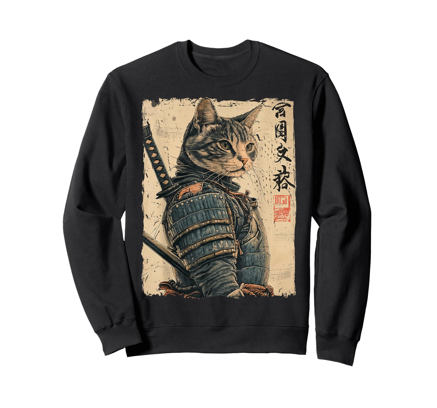 Samurai Cat Warrior Japanese Ukiyo-e Artwork Cat Samurai T-Shirt