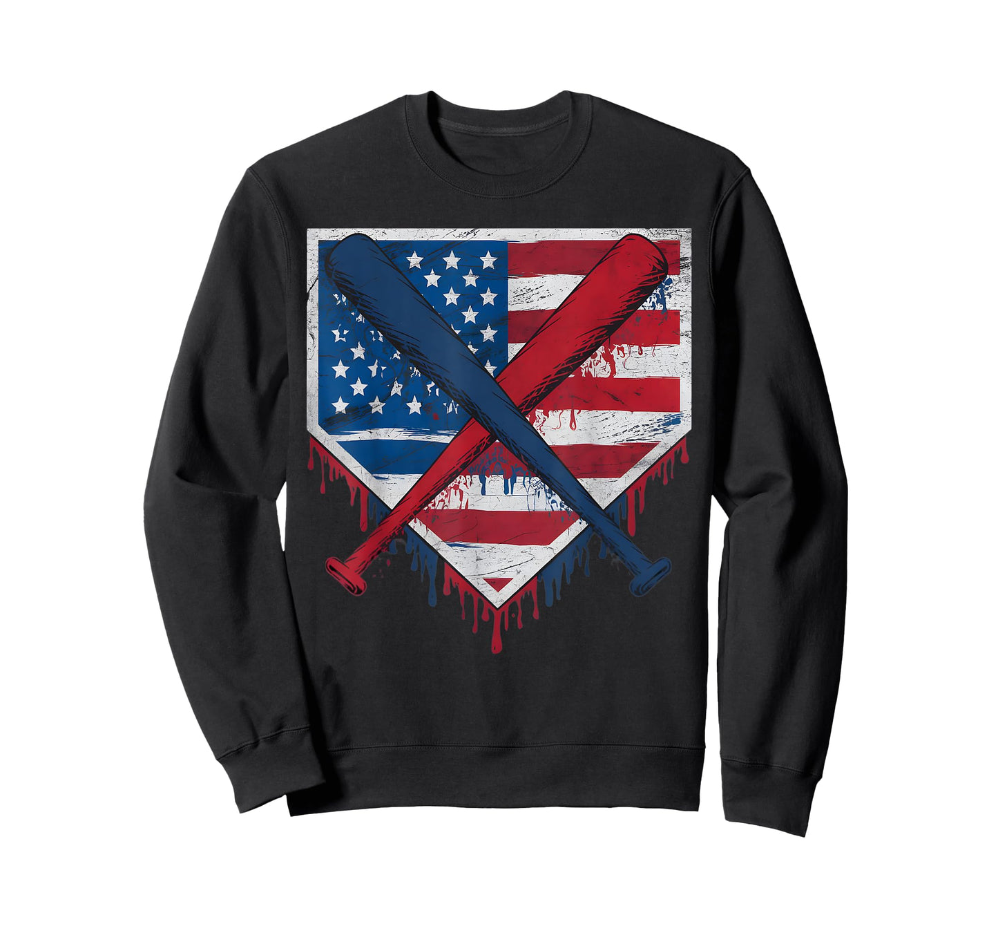 Baseball Home Plate Drip Baseball Ice Cream Flag US Matching T-Shirt
