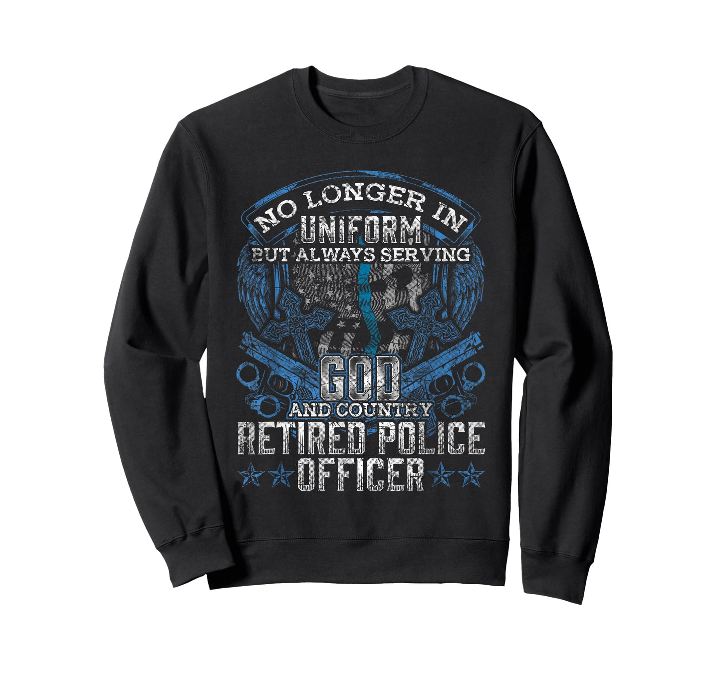 Retired Police Officer Vintage Flag Thin Blue Line Retired T-Shirt