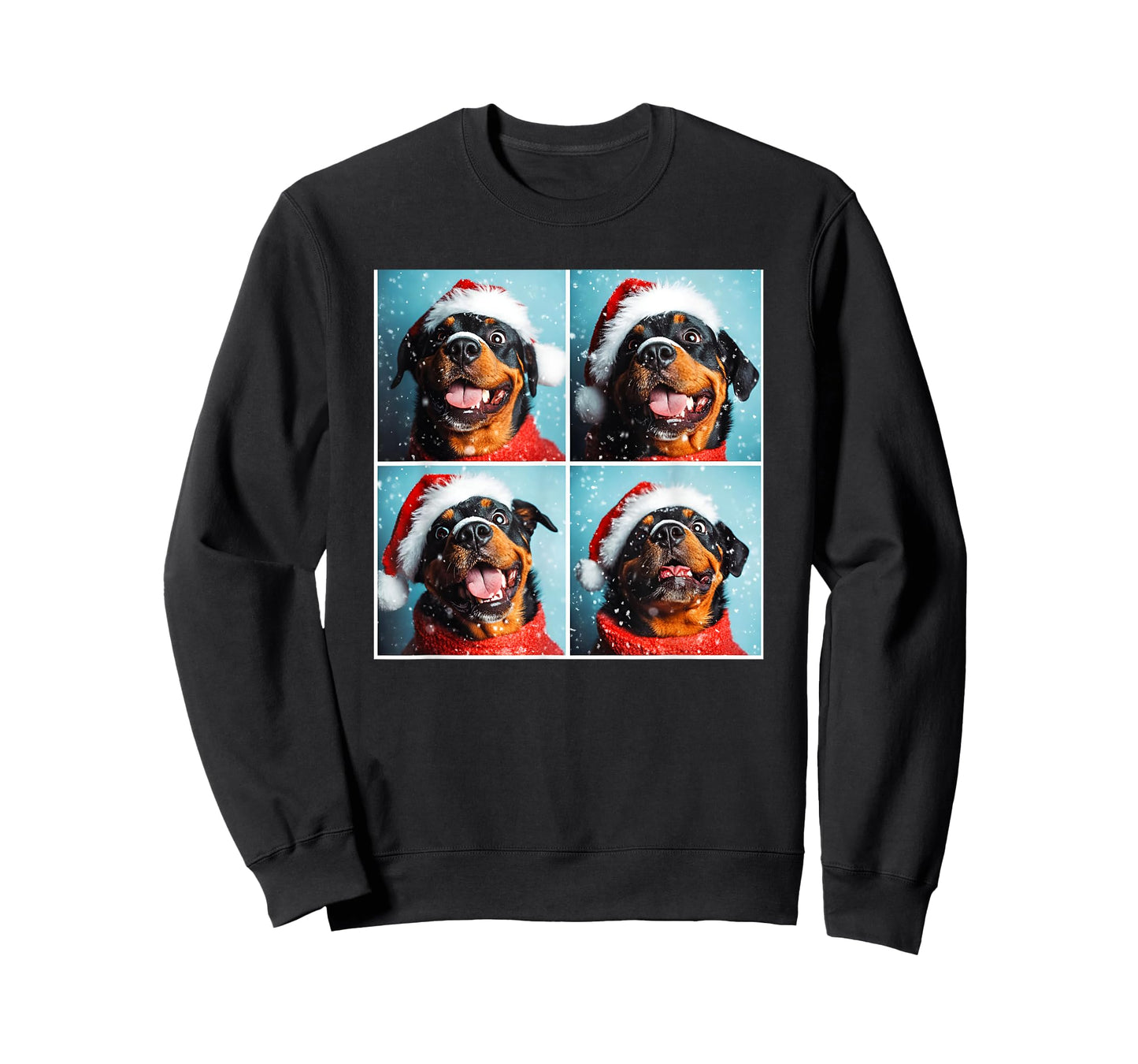 Rottweiler With Santa Hat Snowy Christmas Rottie T-Shirt