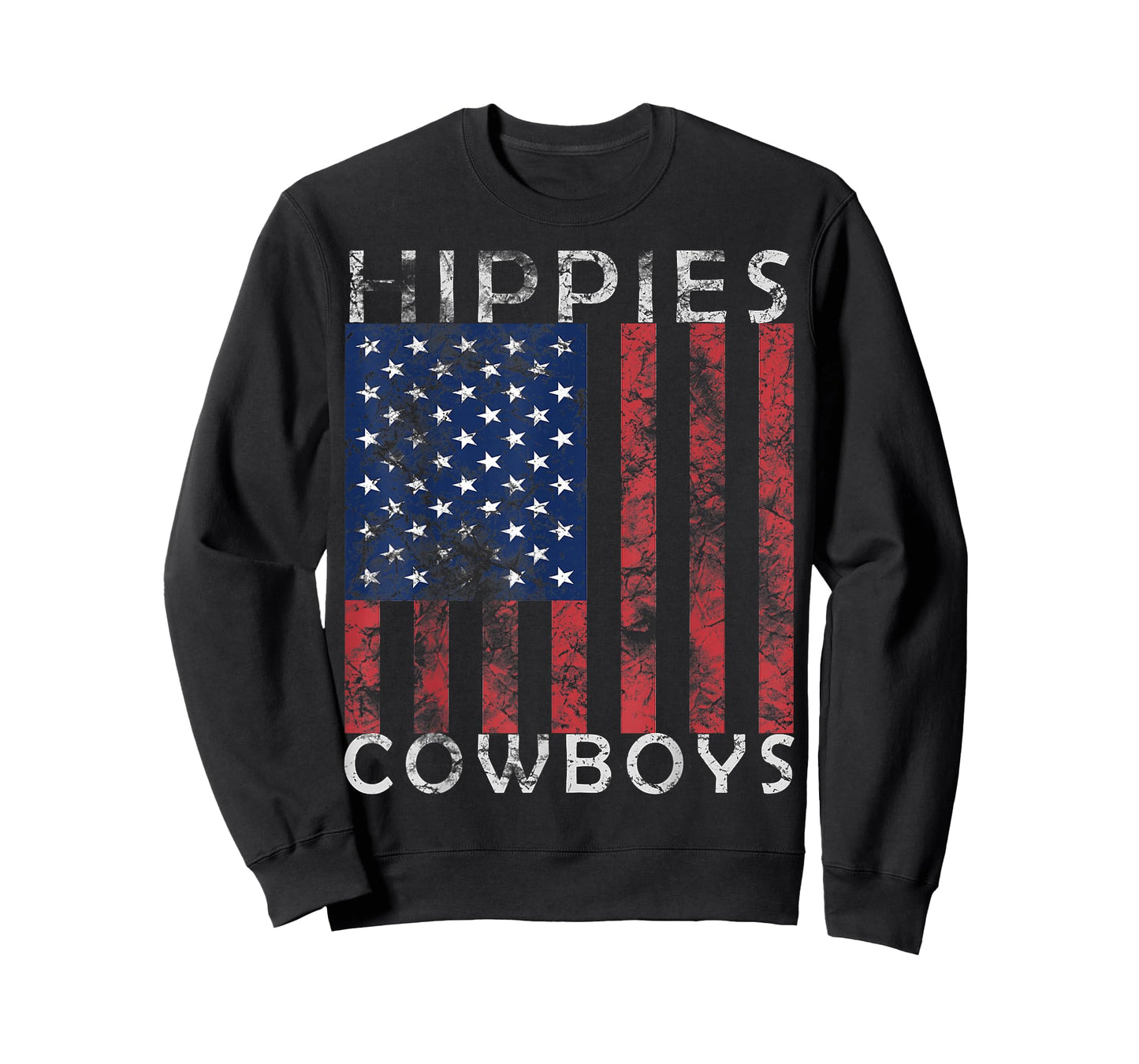 Raisin Hell With The Hippies And Cowboys - American Flag T-Shirt