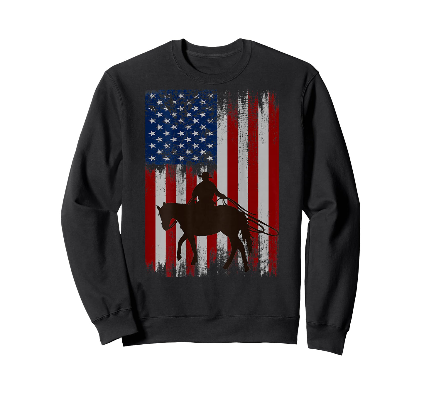 (Print on Back) vintage usa american flag cowboy Rodeo T-Shirt