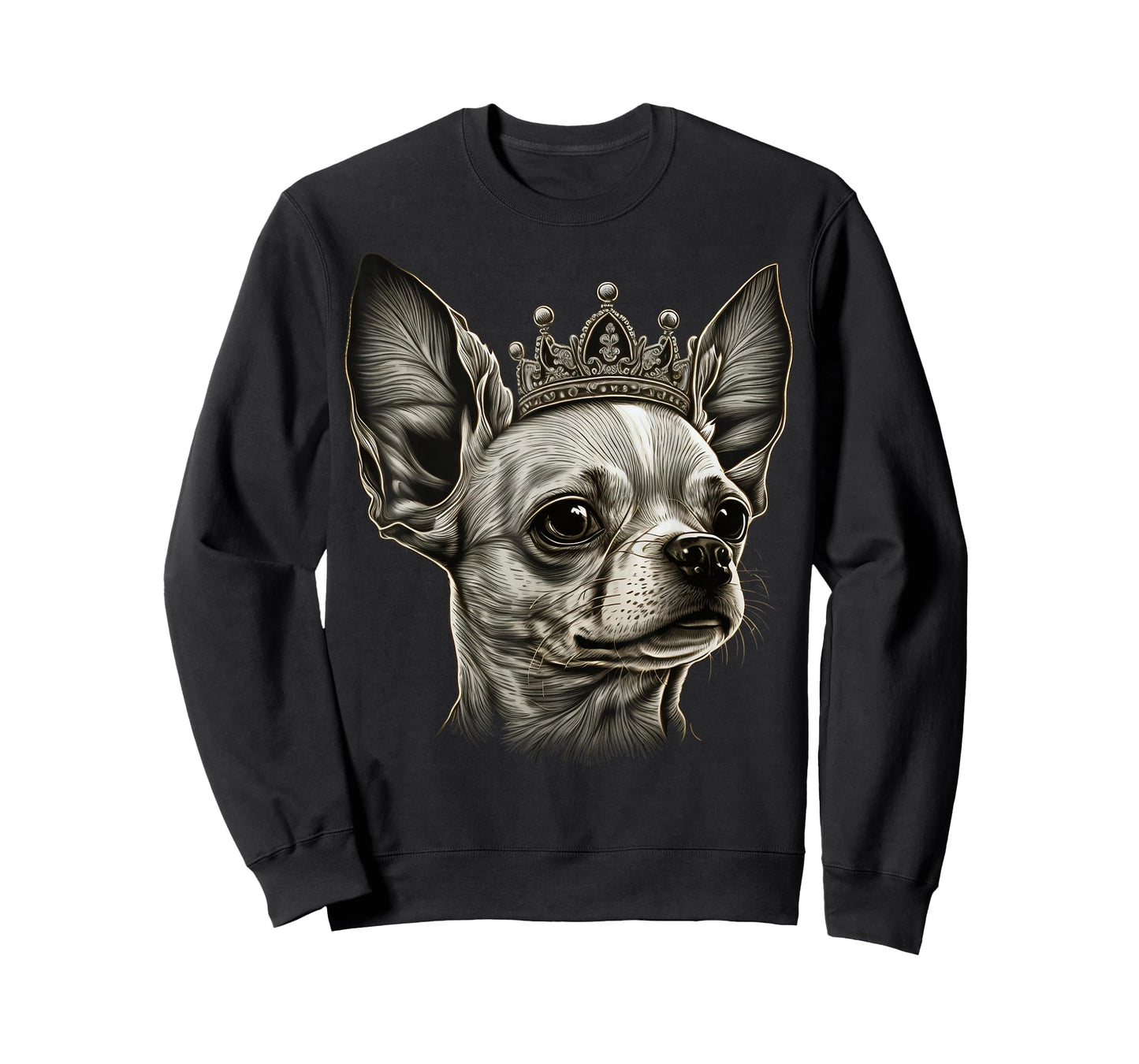 Black and White Chihuahua Dog on Crown Chihuahua T-Shirt