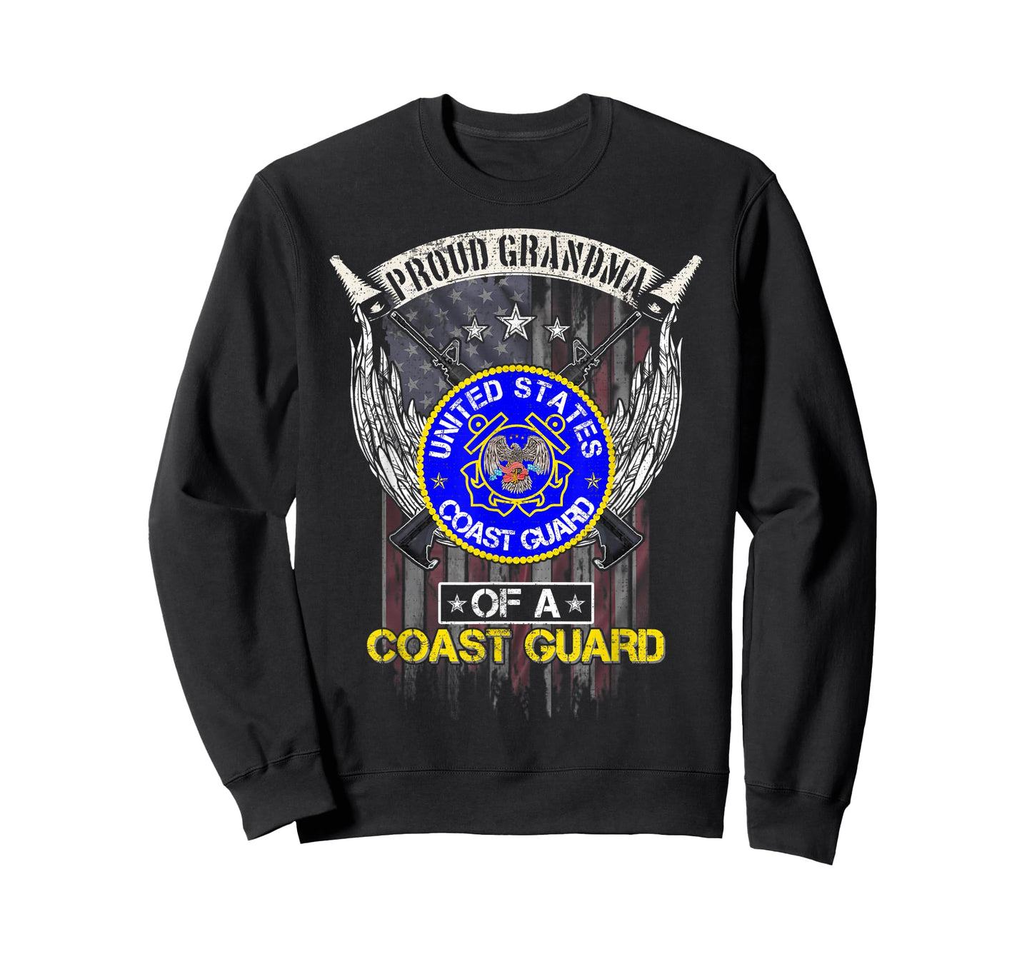 Vintage USA American Flag Proud Grandma Of A US Coast Guard T-Shirt