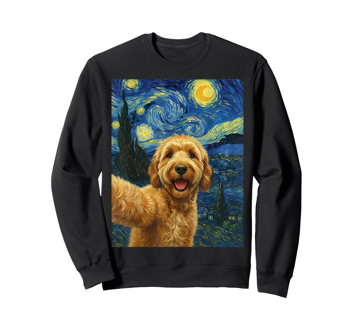 Golden Doodle Starry Night Van Gogh Dog Selfie Canine Doodle T-Shirt