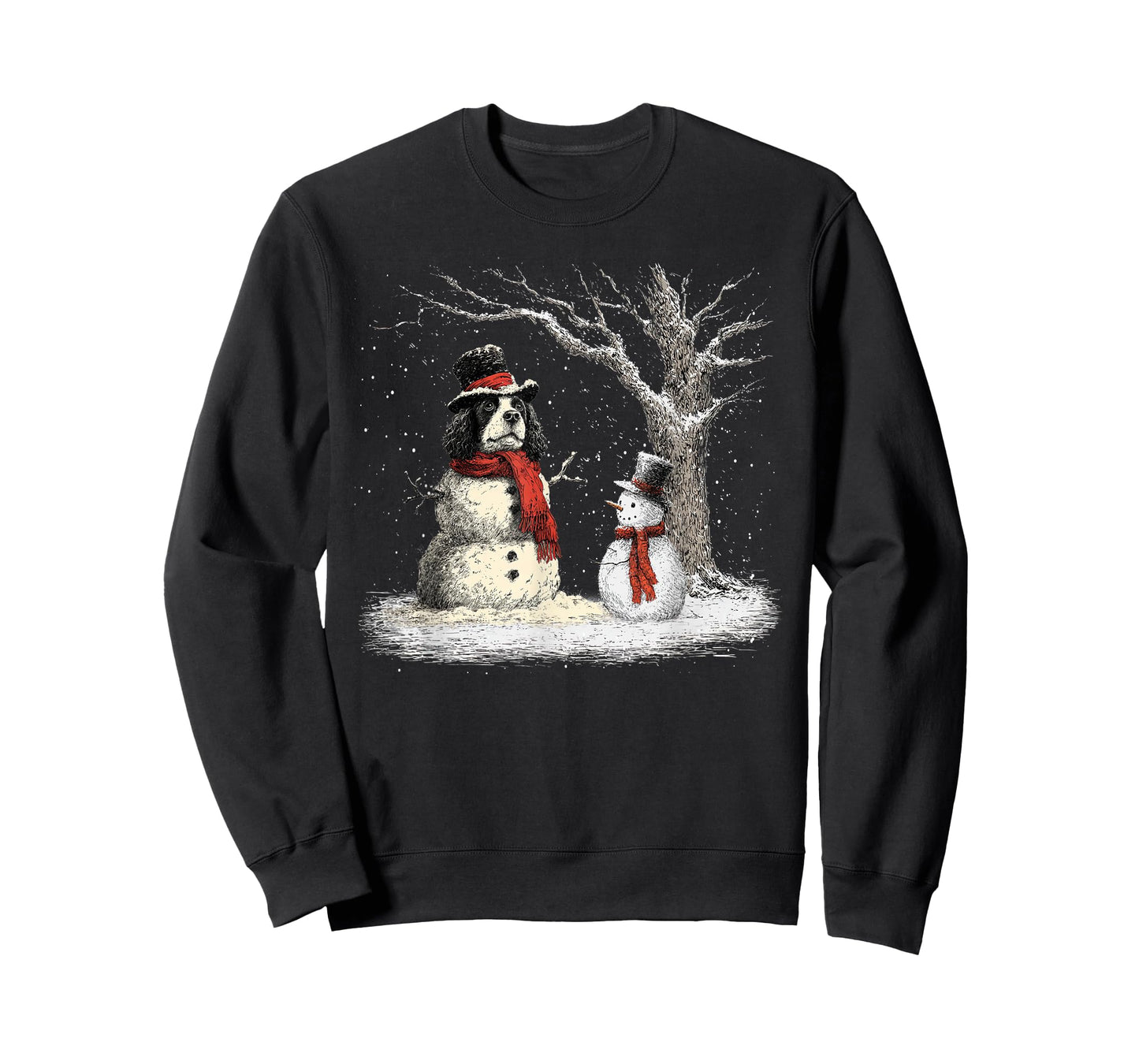 Funny Cocker Spaniel Dog in The Snow Tree Christmas Winter T-Shirt