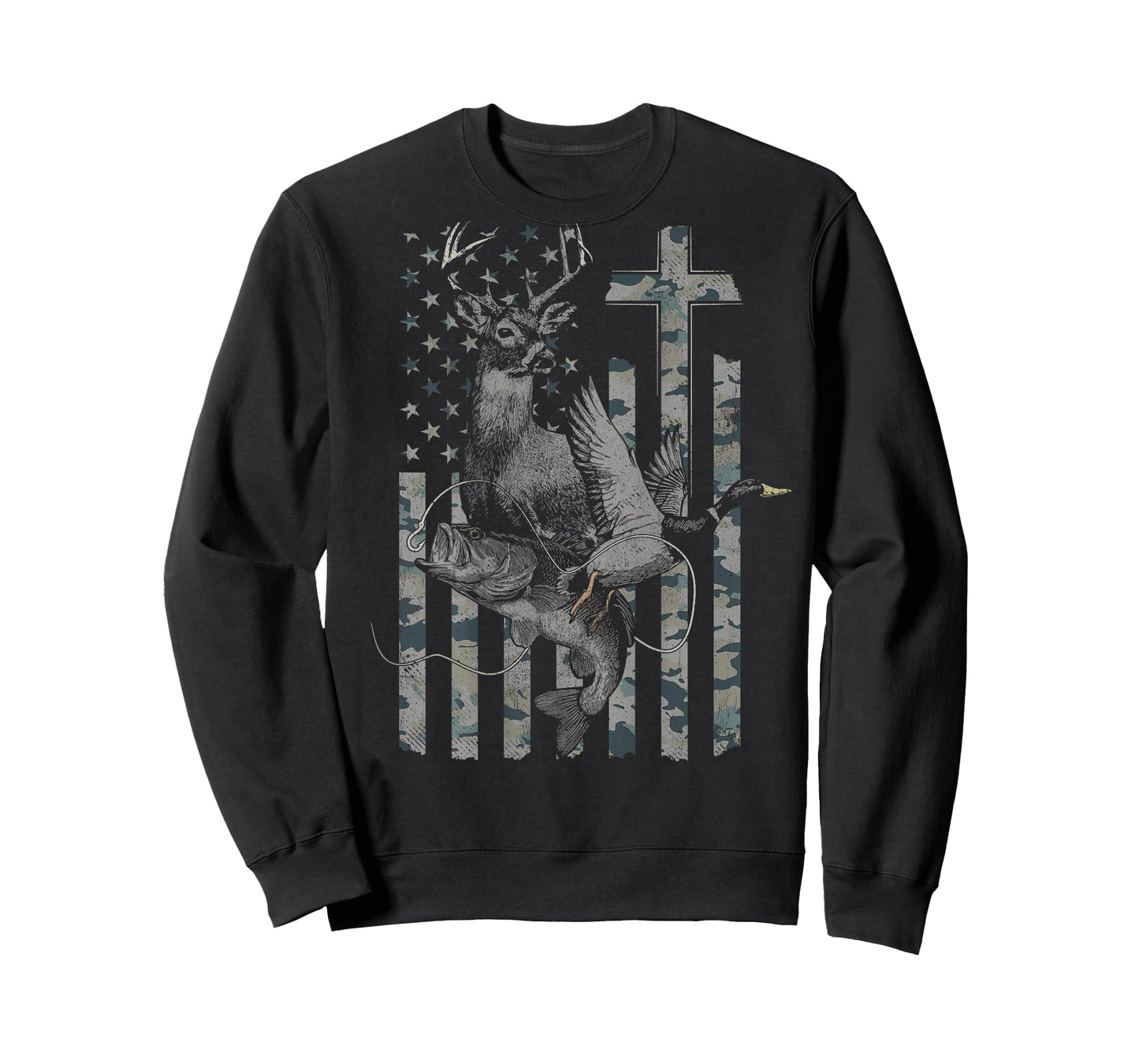 Christian Hunting and Fishing Camo (Design on Back) T-Shirt