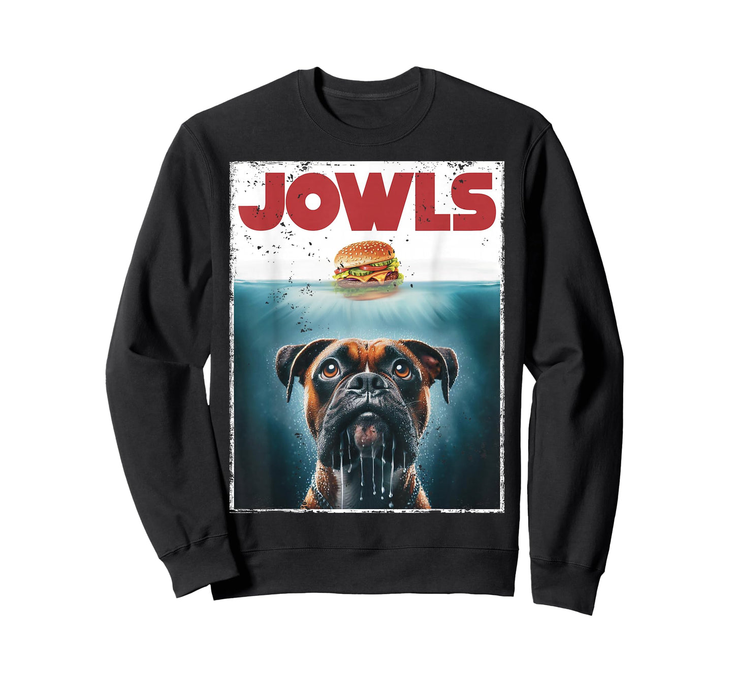 Funny Drooling Boxer, Jowls, Fawn, Dog Mom, Dog Dad, Burger T-Shirt