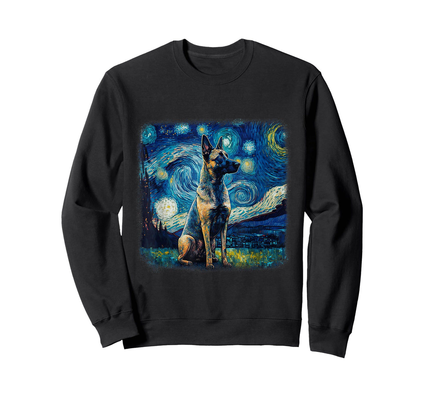 Dog in Starry Night Van Gogh Belgian Malinois T-Shirt