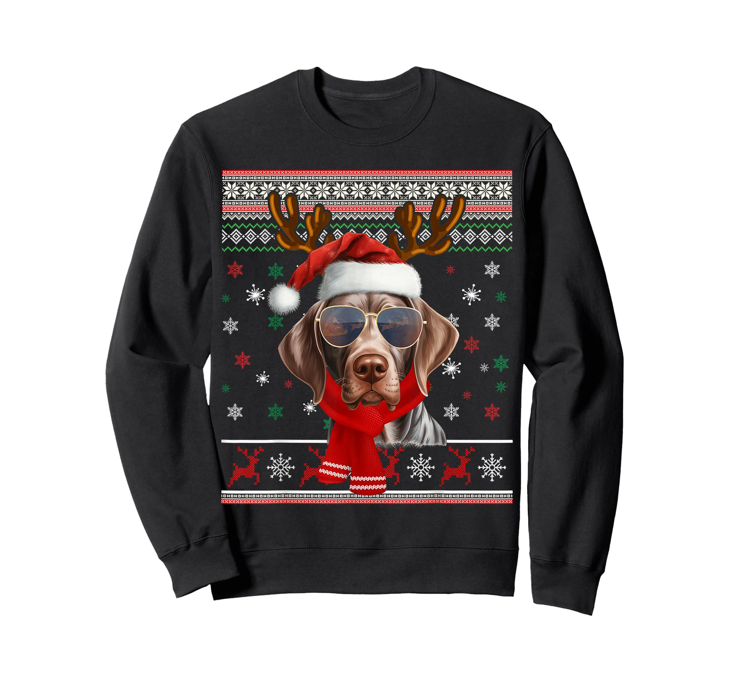 German Shorthaired Pointer Christmas Ugly Sweater Xmas Dog T-Shirt