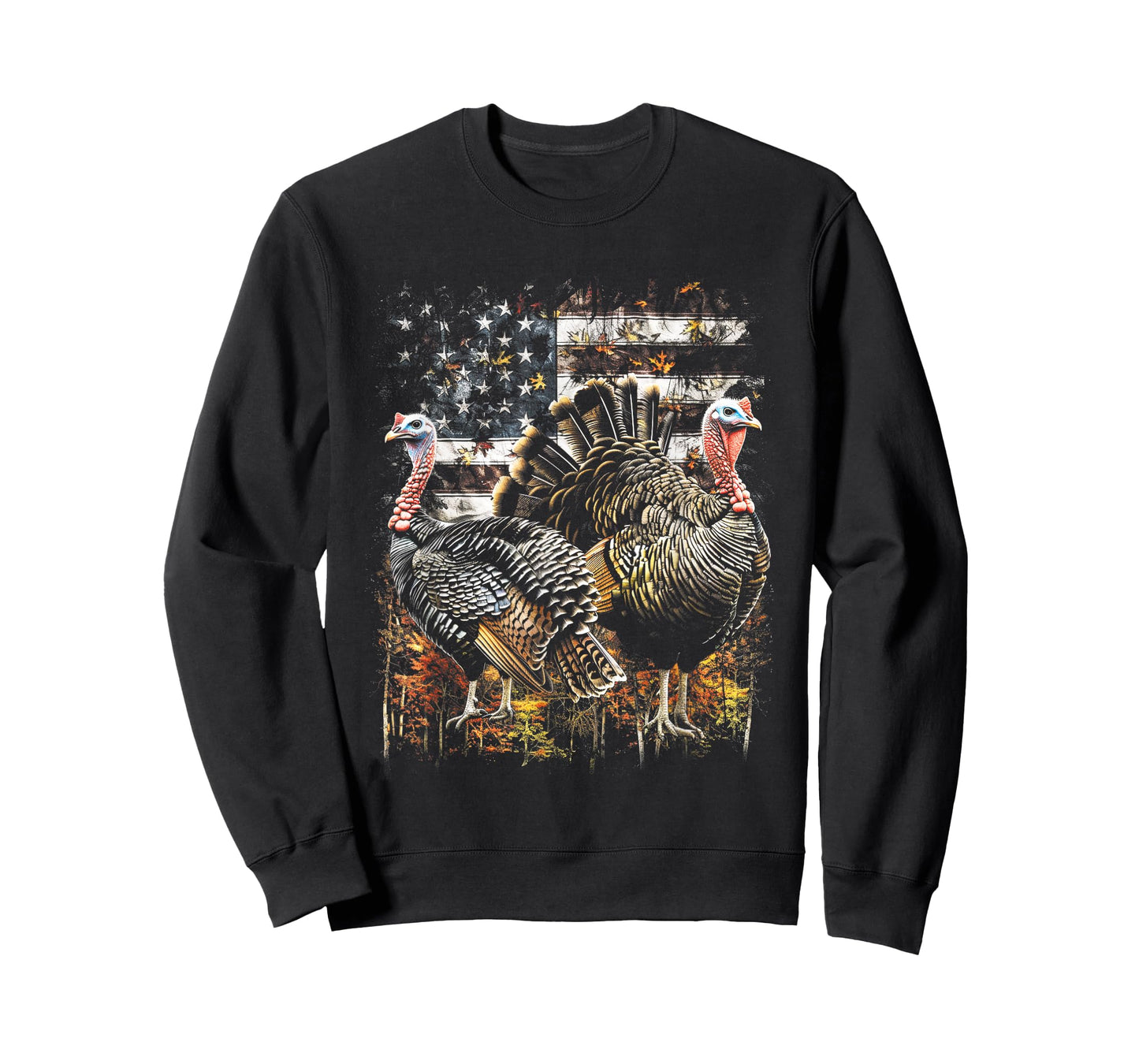 Beautiful Wild Turkey Hunting Camo American Flag T-Shirt