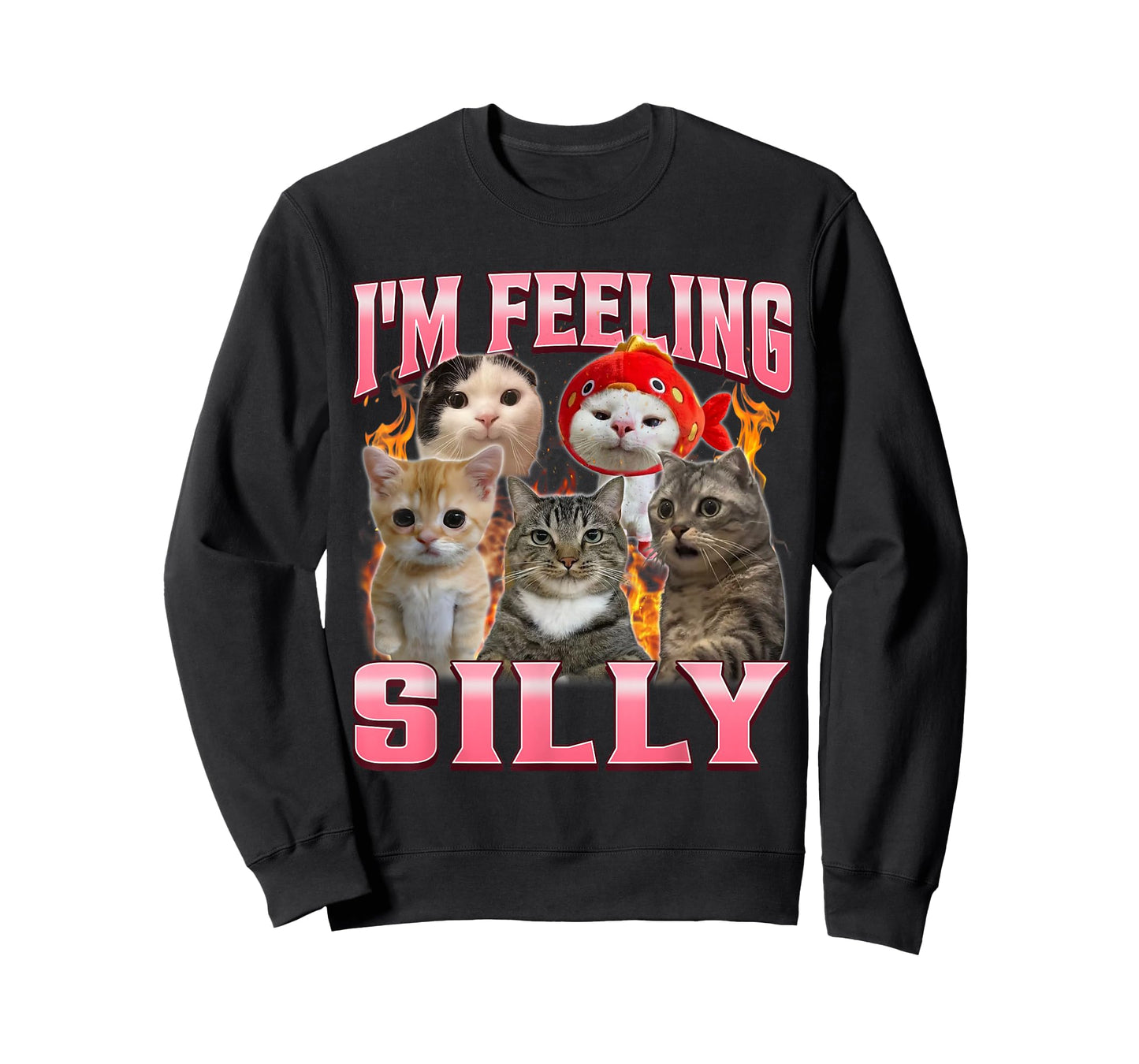 Funny I'm Feeling Silly Humor Cute Cat Meme Bootleg Graphic T-Shirt