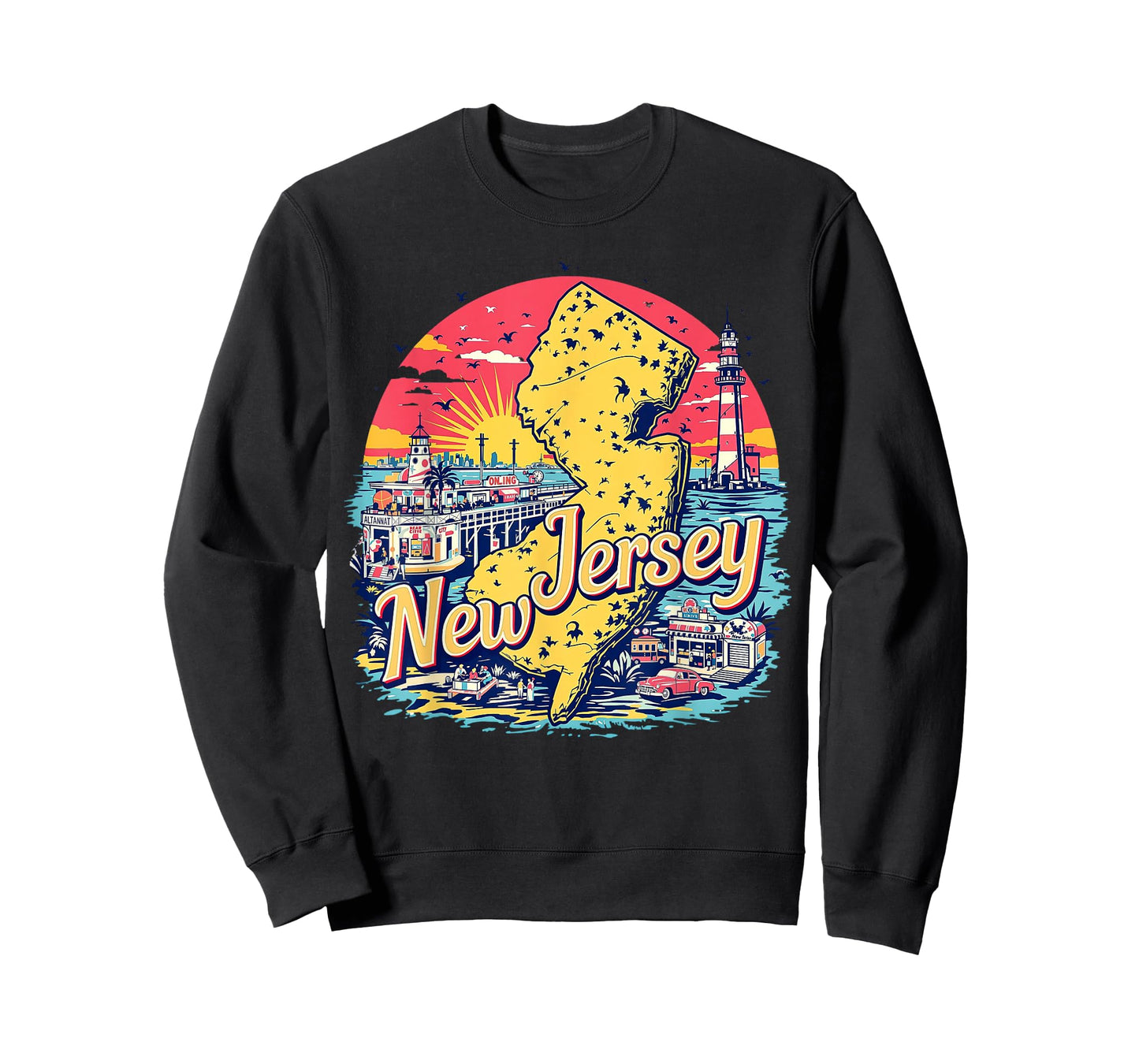Vintage New Jersey State Map Retro T-Shirt