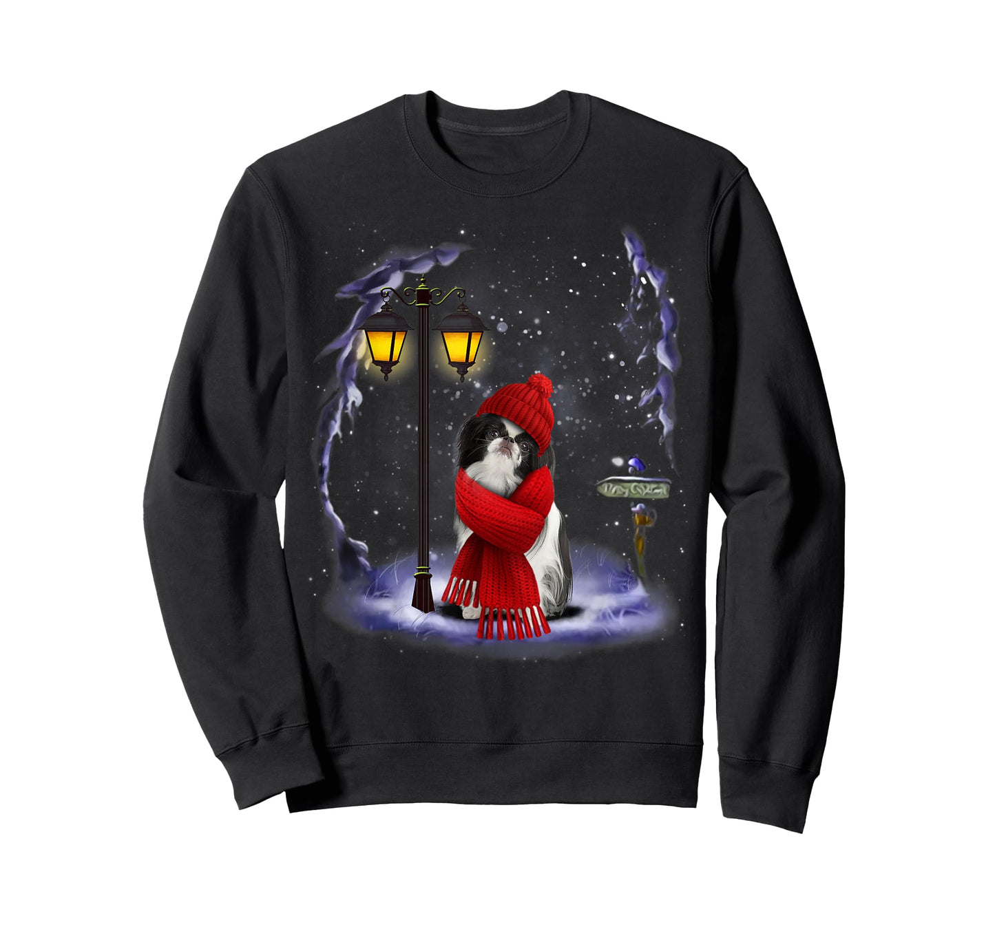 Japanese Chin Santa Snow Christmas Light Winter Pajama T-Shirt
