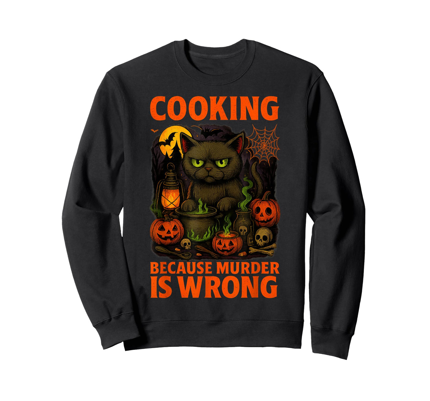 Halloween Cooking Cat Costume Funny Pun Spooky Design T-Shirt