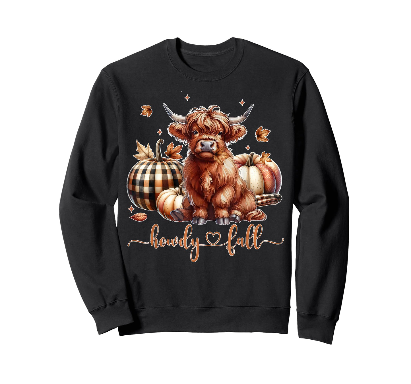 Howdy Fall Western Farm Country Highland Cow Autumn Pumpkin T-Shirt