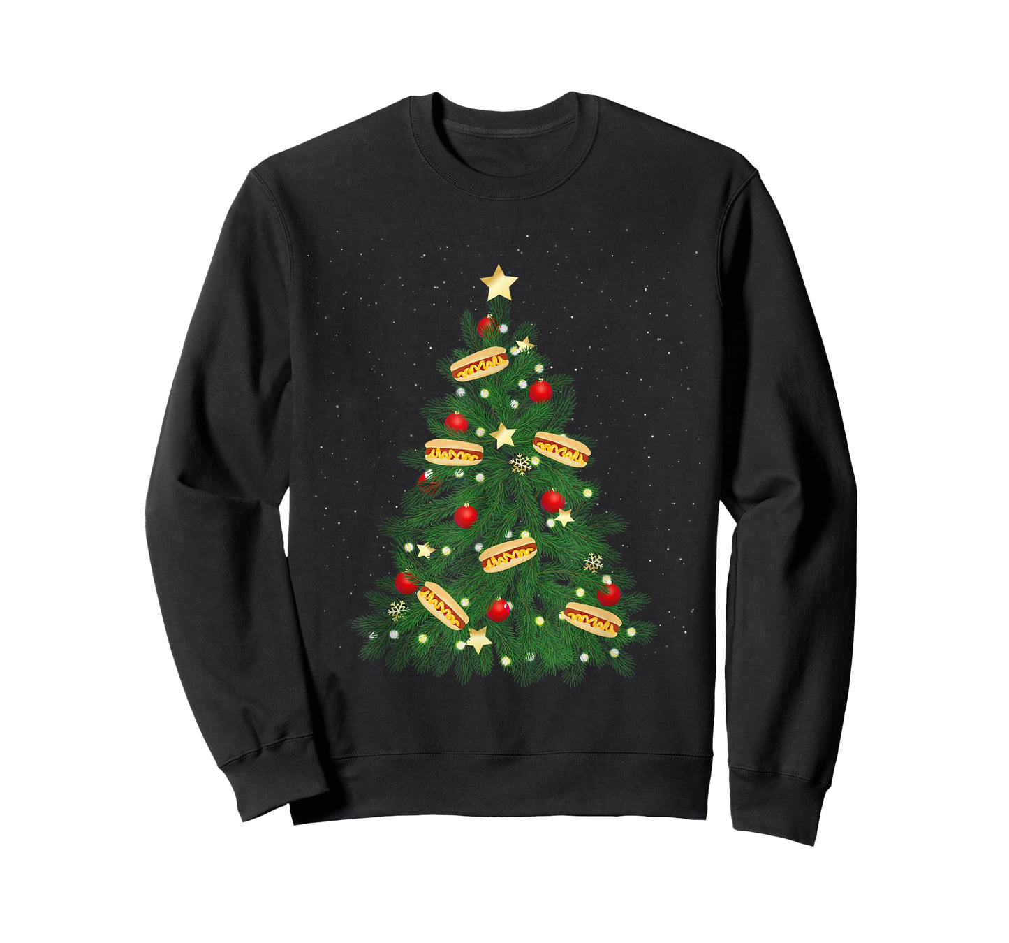 Hot Dog Adult Christmas Tree T-Shirt