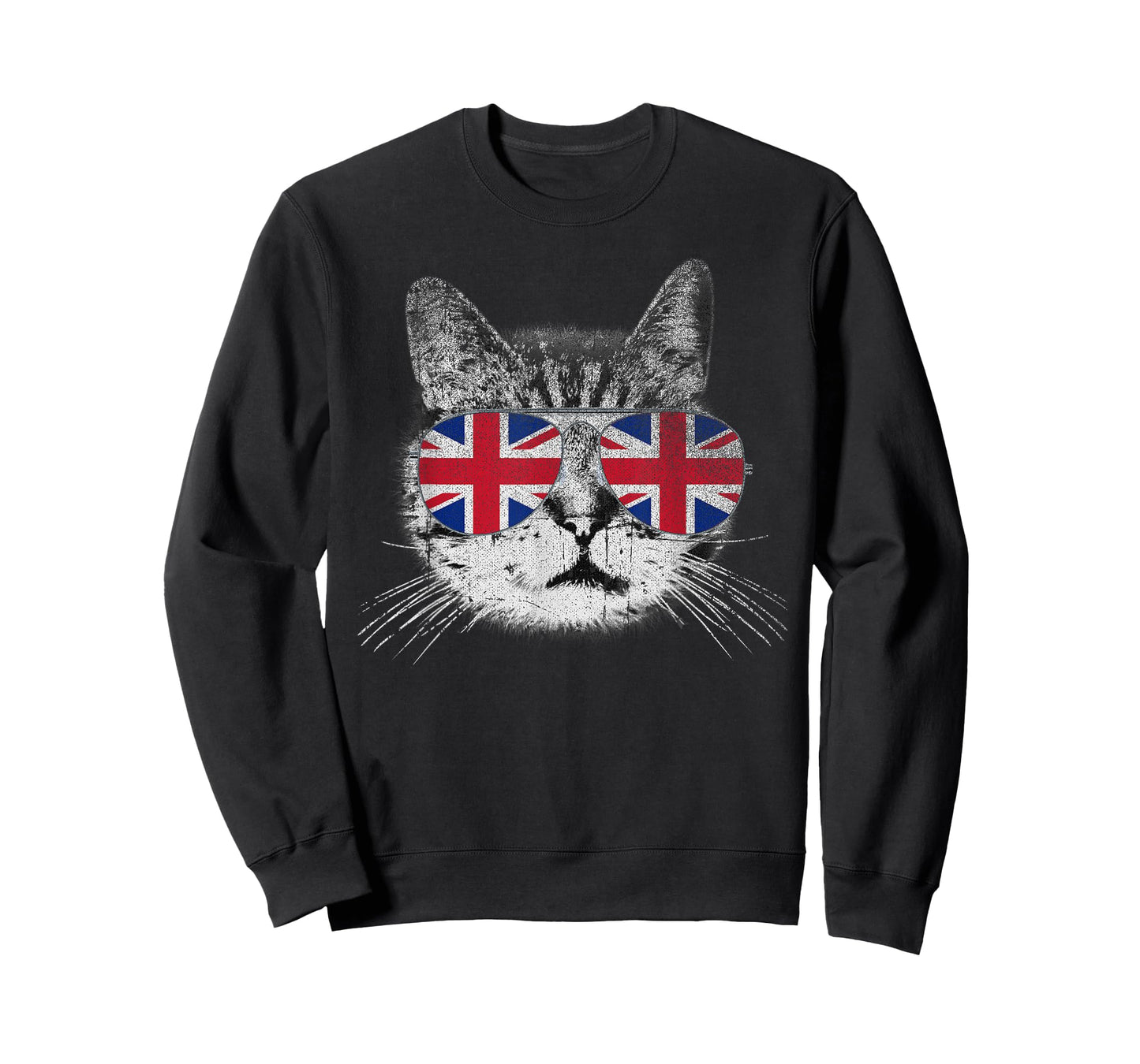 Cat Shirt Union Jack Flag Country Retro England British UK T-Shirt