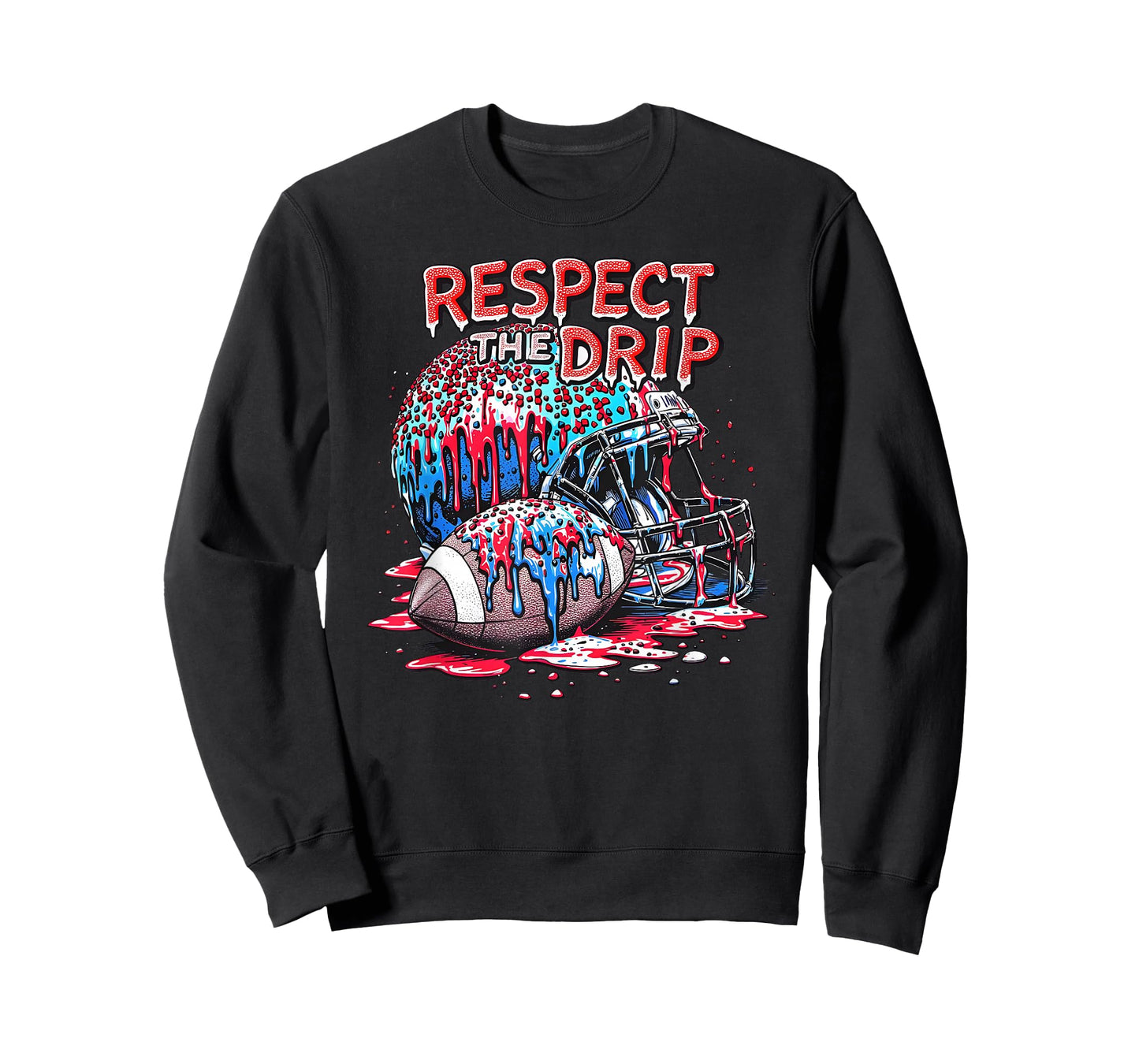 Respect The Drip Football Ice Cream Drip with Sprinkles T-Shirt