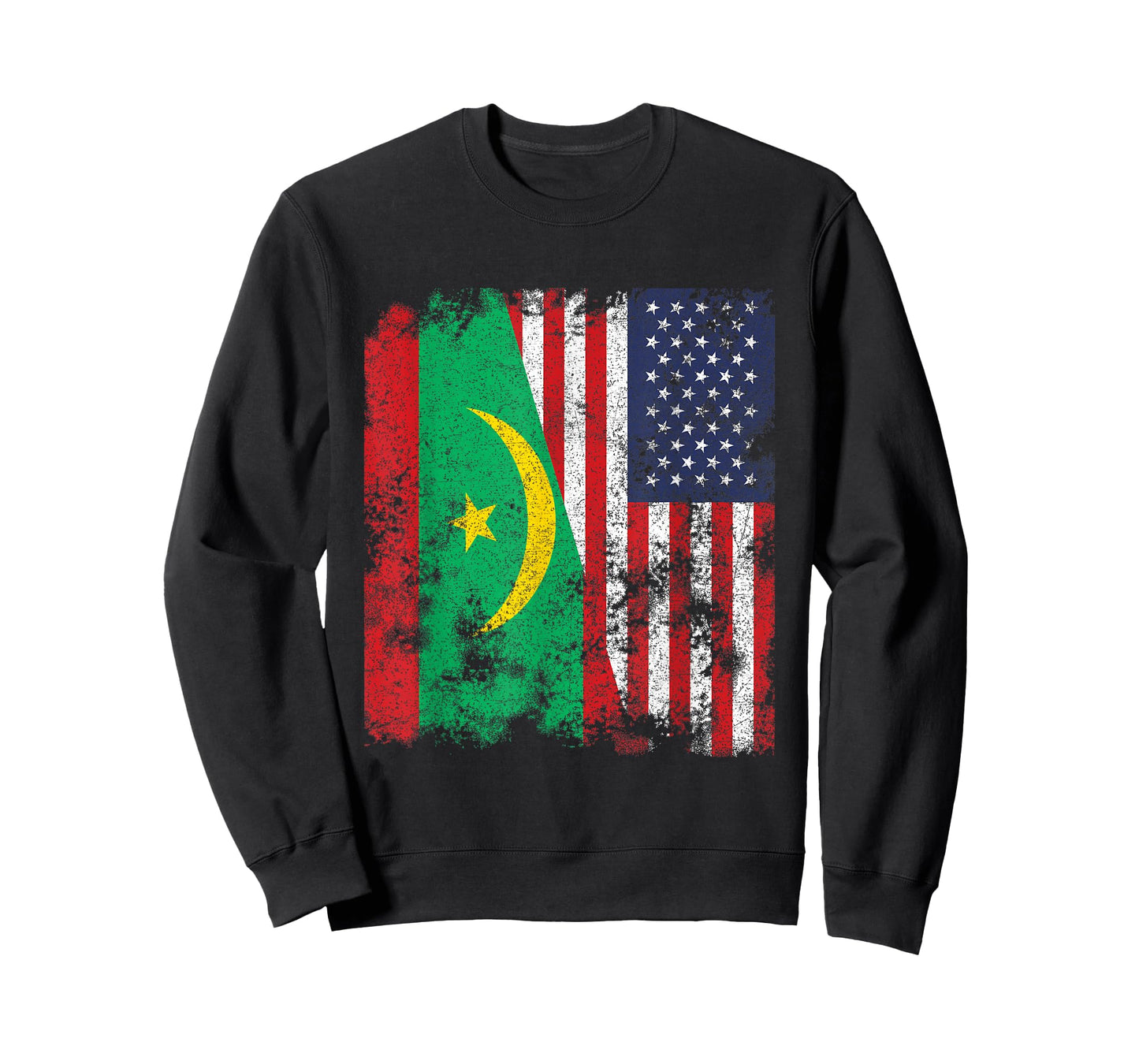 Mauritania USA Flag Distressed - Half American Women Kids Men T-Shirt