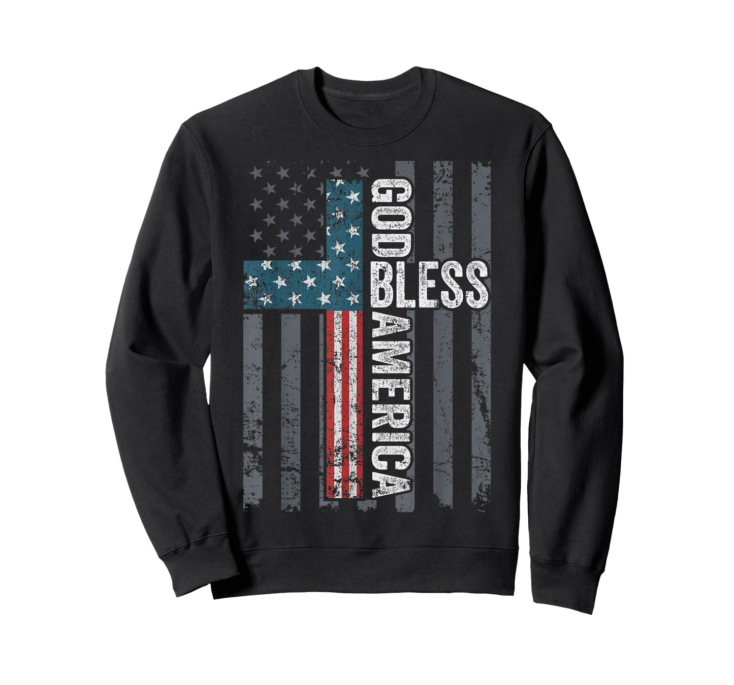 God Bless America - Patriotic Christian Cross USA Flag T-Shirt
