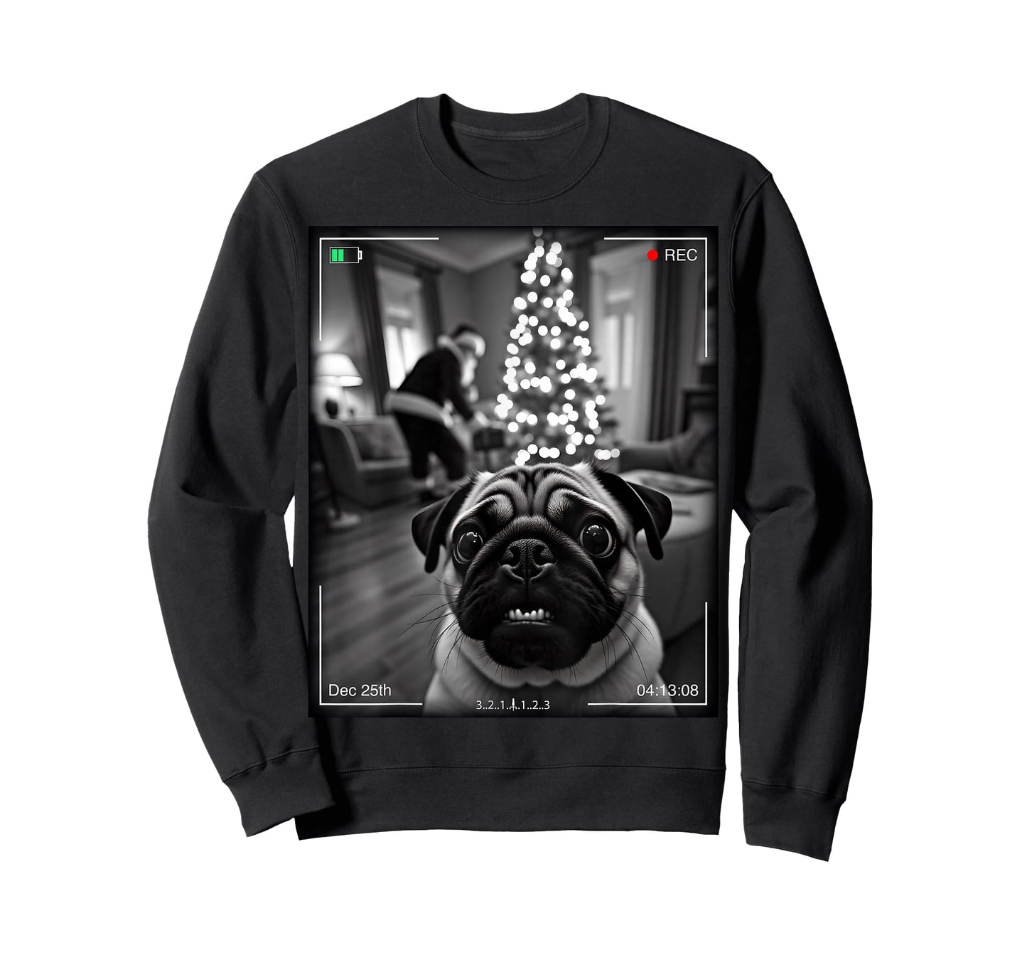 Pug Catches Santa On Camera Xmas T-Shirt