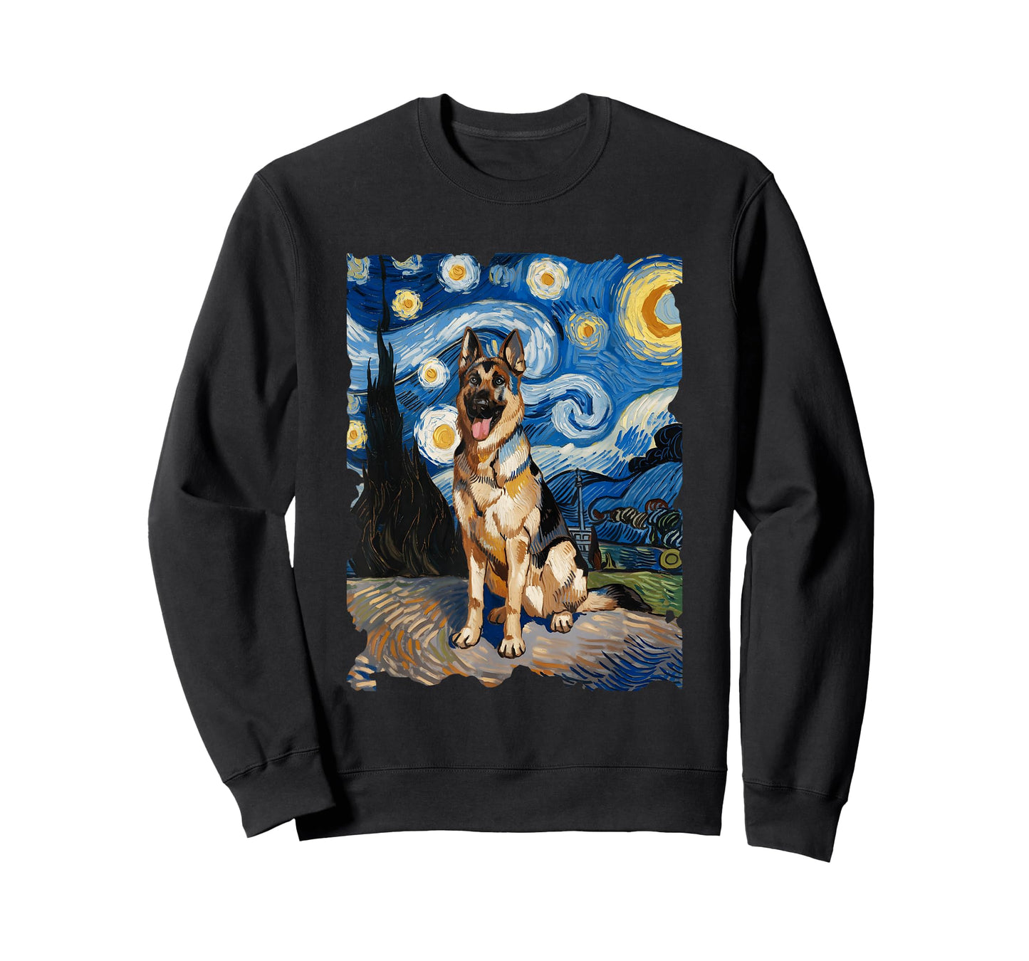 German Shepherd Starry Night - Funny Van Gogh Painting Dog T-Shirt