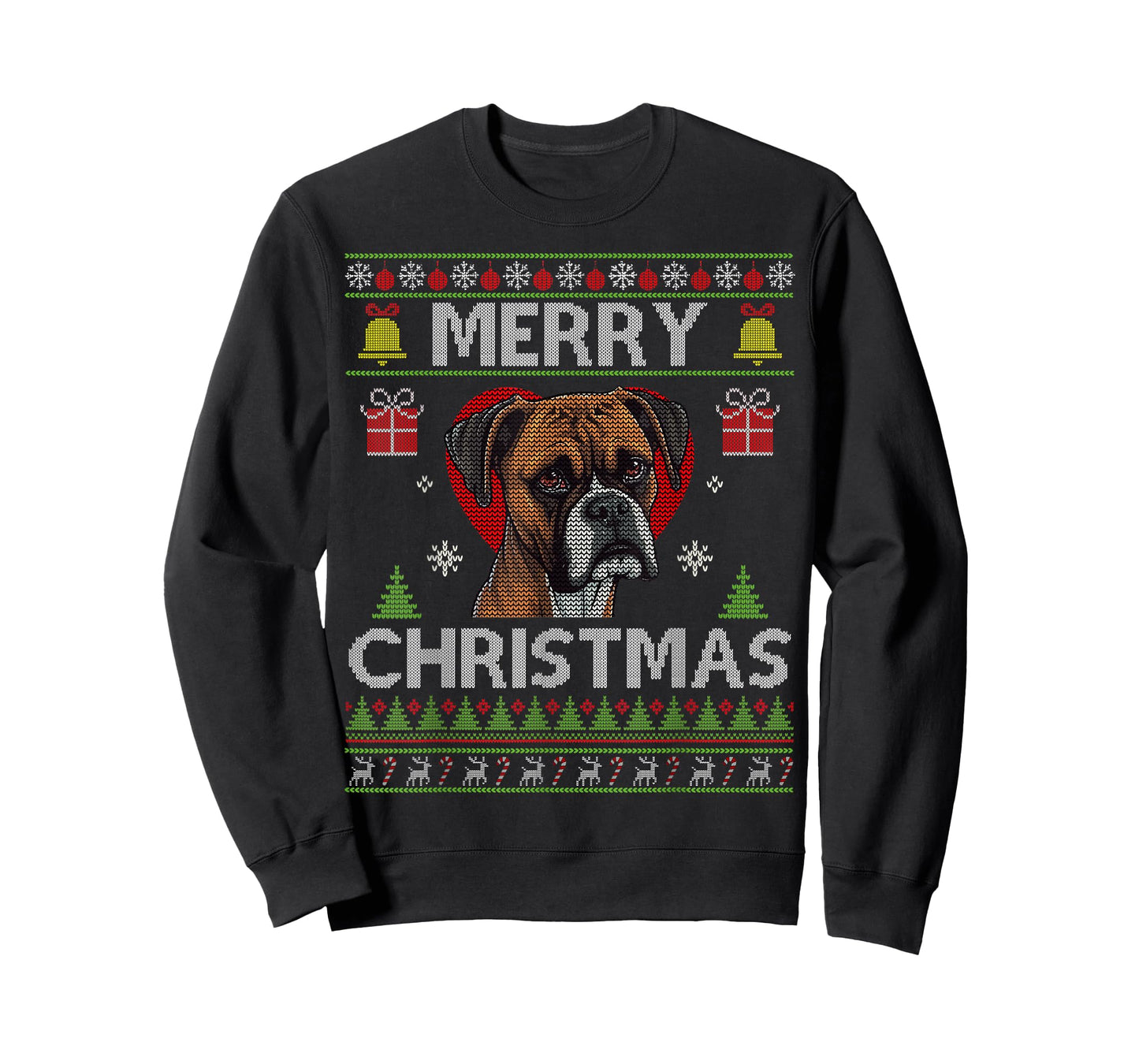 Merry Christmas Boxer Dog Ugly Sweater Funny T-Shirt
