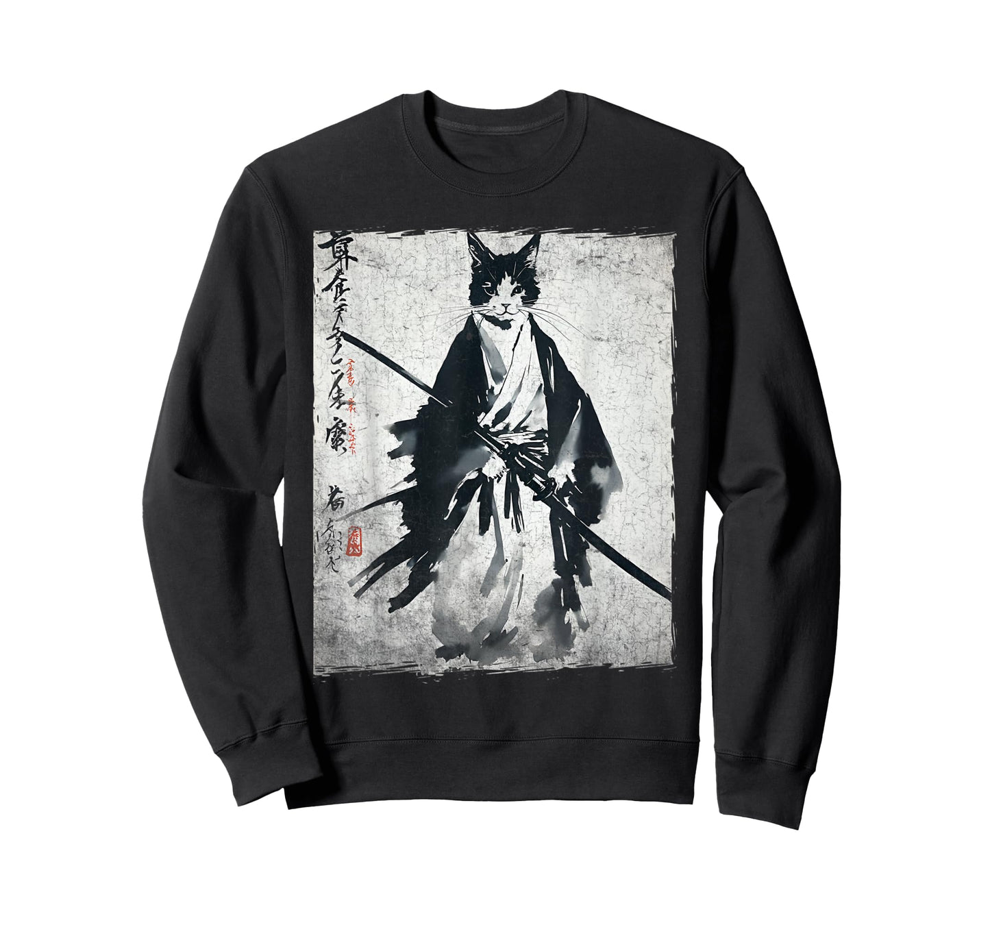 Samurai Cat Ukiyo-e Warrior Art Vintage Ninja Cat Graphic T-Shirt