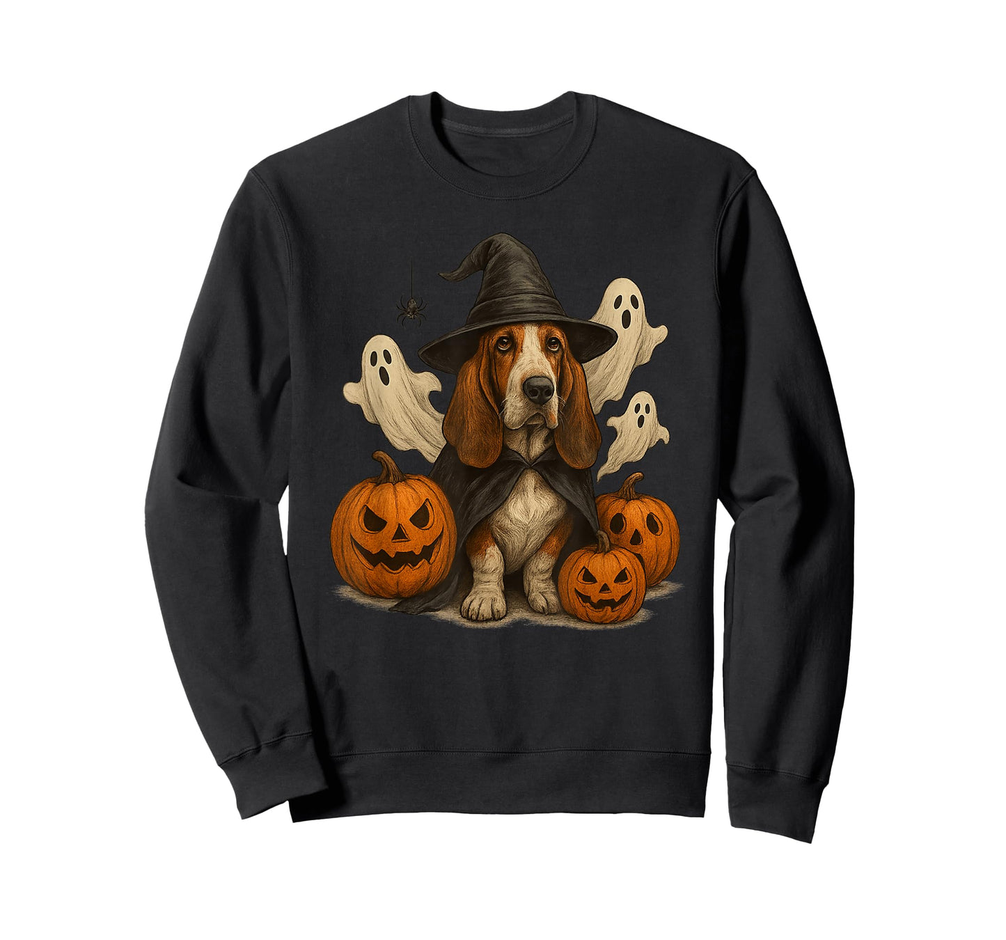 Halloween Basset Hound, Witch's hat, Cute, Funny T-Shirt