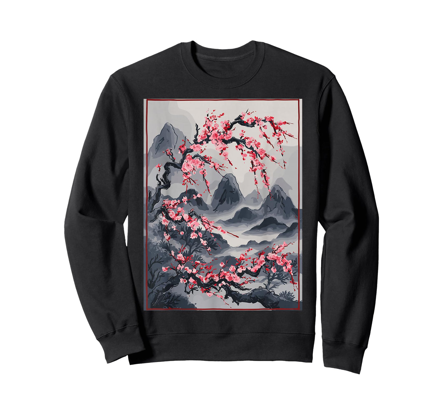 Vintage Cherry Blossom Landscape - Japanese Graphical Art T-Shirt
