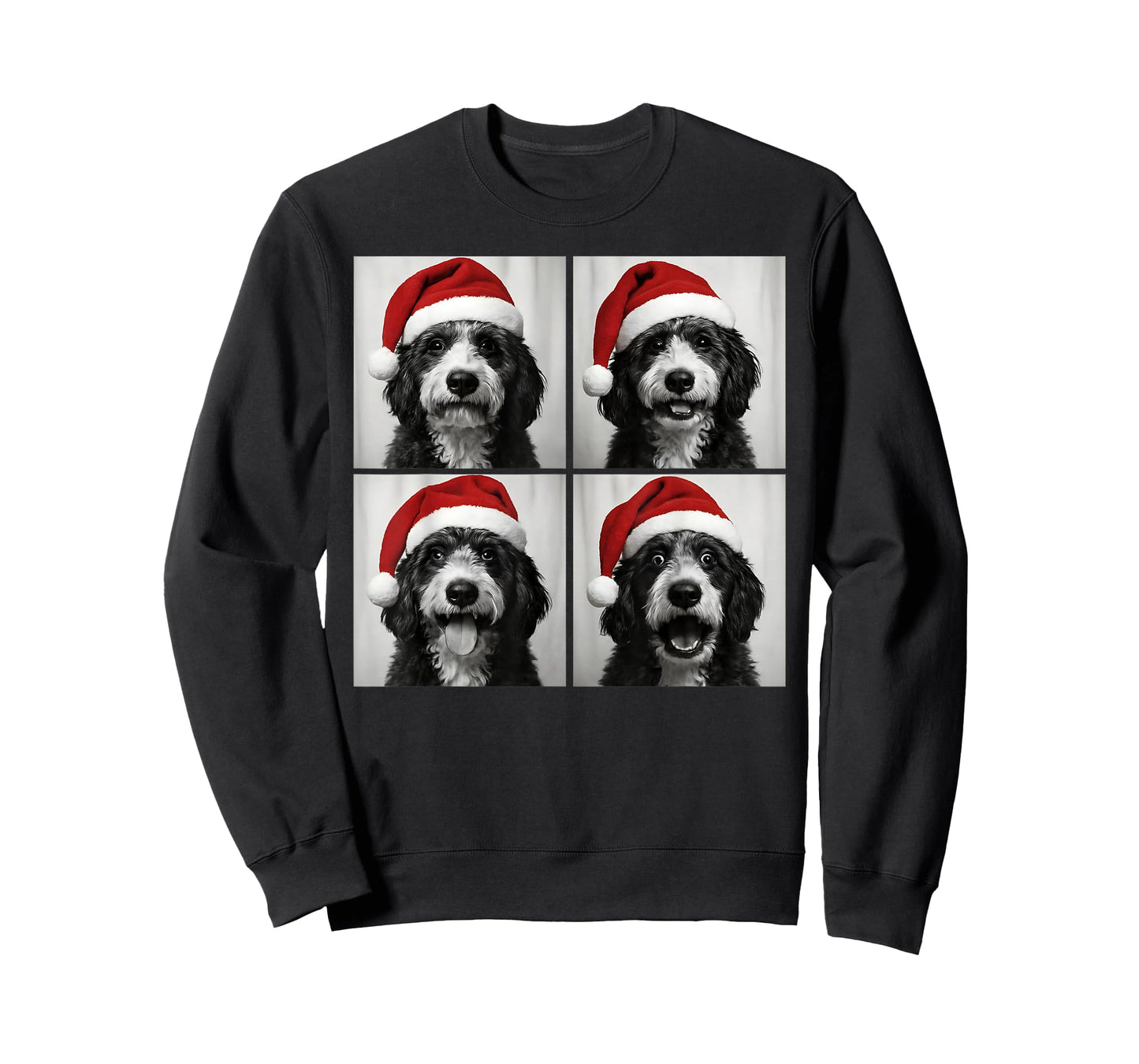 Funny Christmas Bernedoodle Santa Doodle Dog Photo Booth T-Shirt
