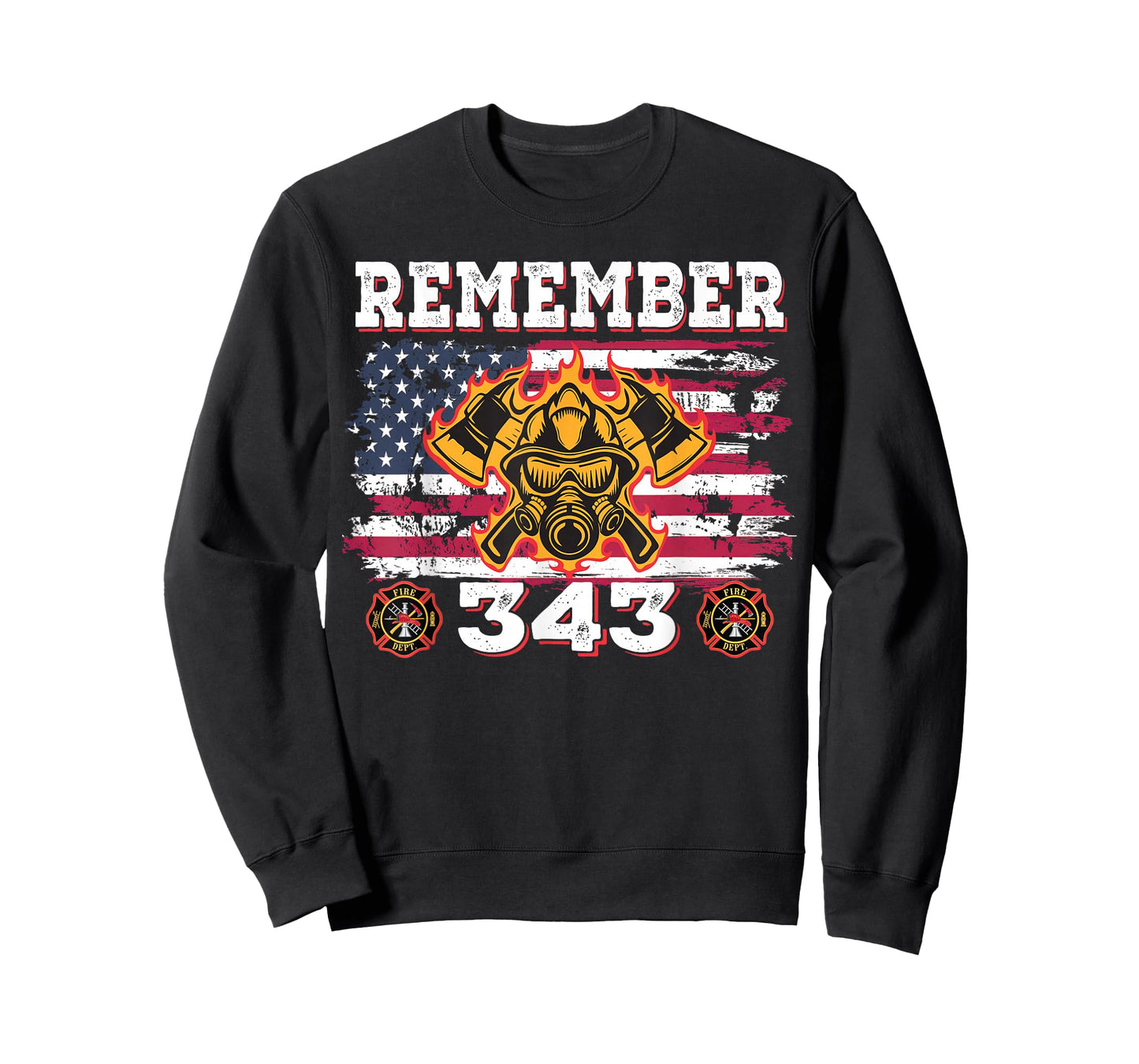 Remember Vintage Distressed Firefighter American Flag 343 T-Shirt