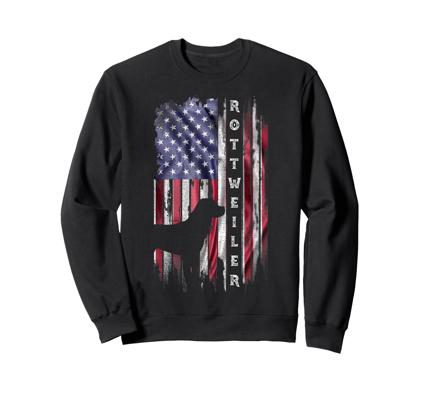 Vintage USA Flag Rottweiler Dog Rottie Lover Silhouette T-Shirt