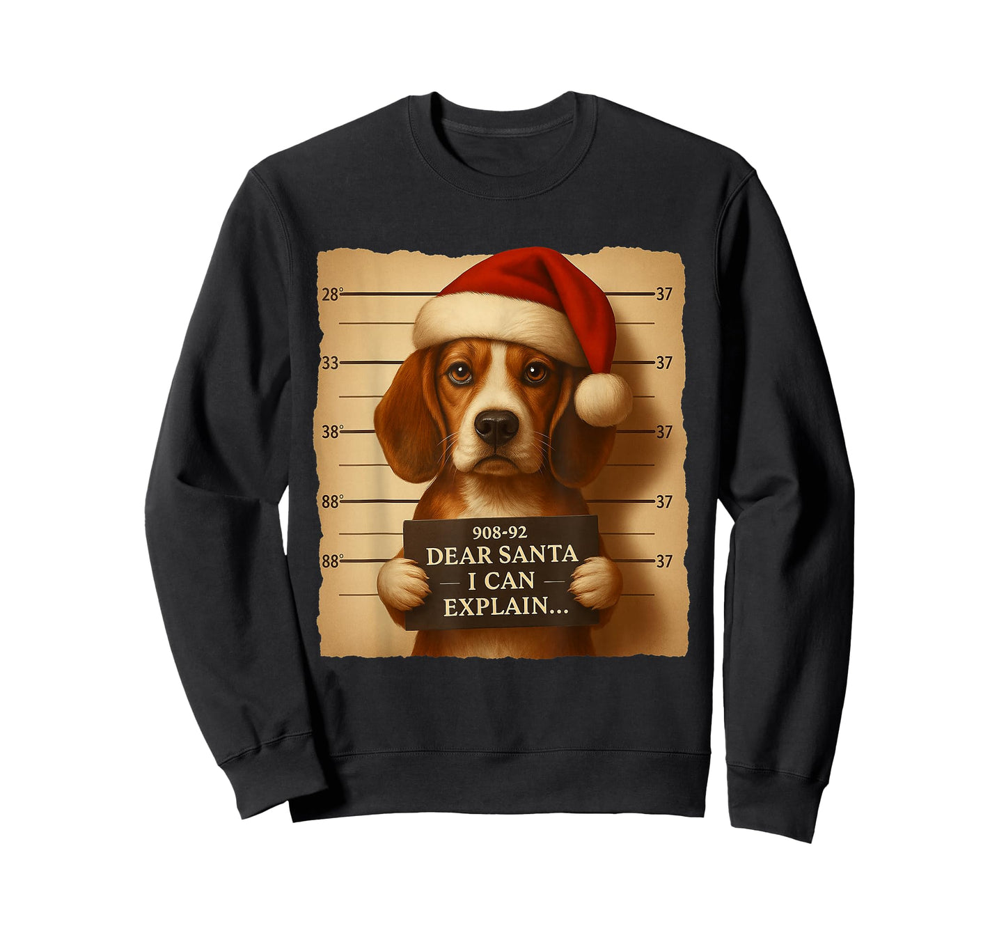 Funny Christmas Dog - Cute Beagle Santa Hat Tee T-Shirt