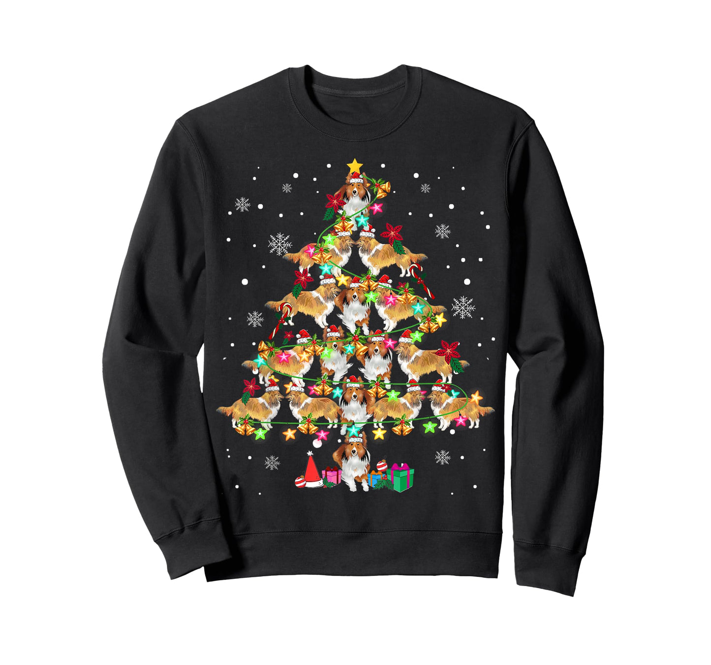 Shetland Sheepdog Christmas Tree Funny Sheltie Christmas T-Shirt