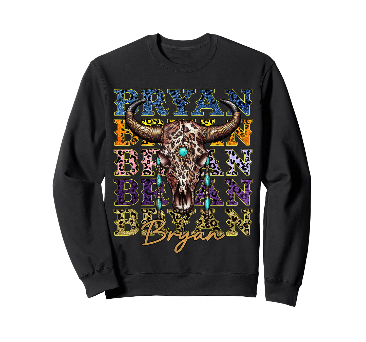 Vintage Bryan Name Bull Skull Country Cowboy Western T-Shirt