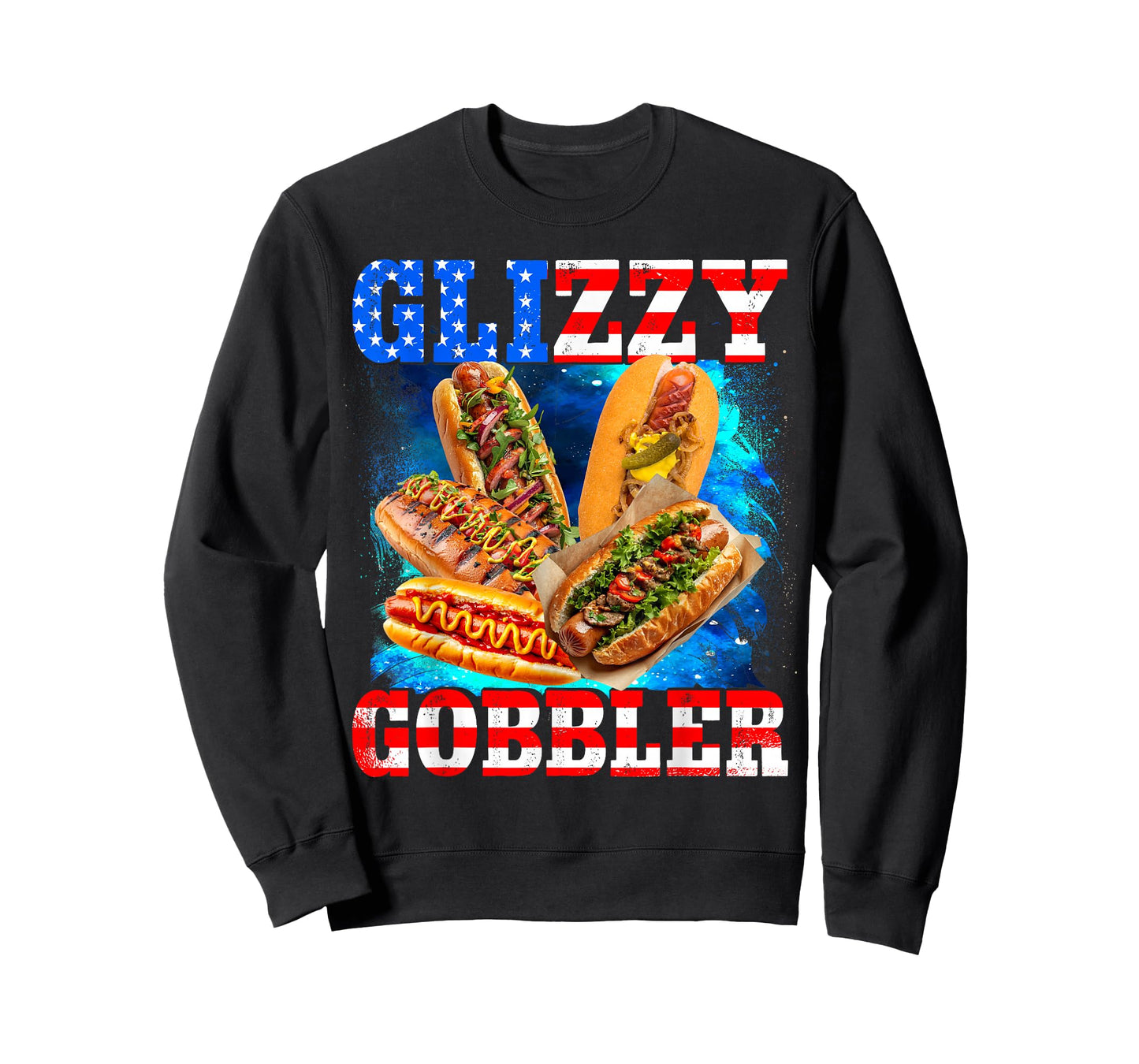 Glizzy Gobbler Funny Hotdog 4th of July BBQ Patriotic USA T-Shirt