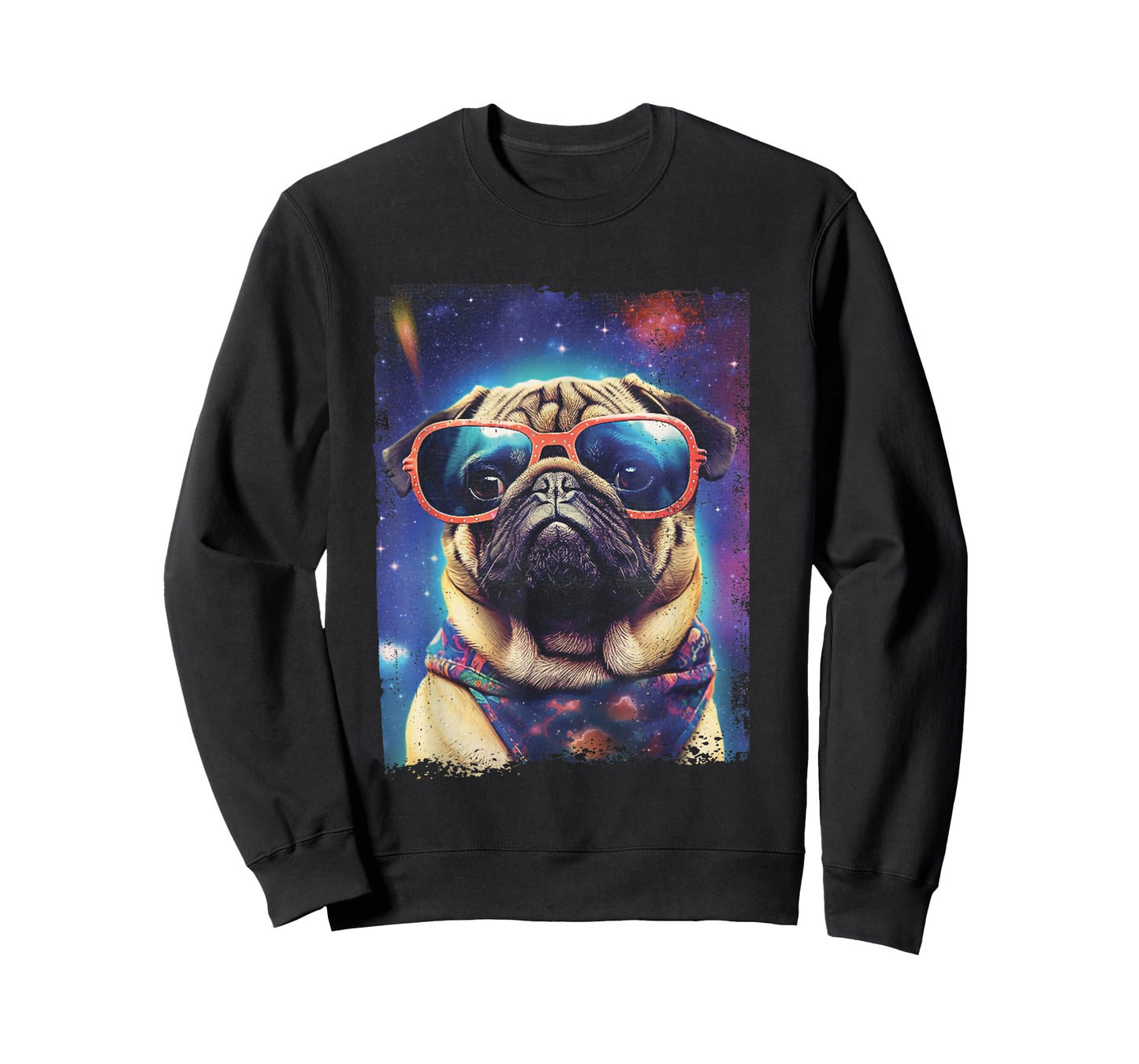 Pug in Space Funny Colorful Dog Graphic T-Shirt
