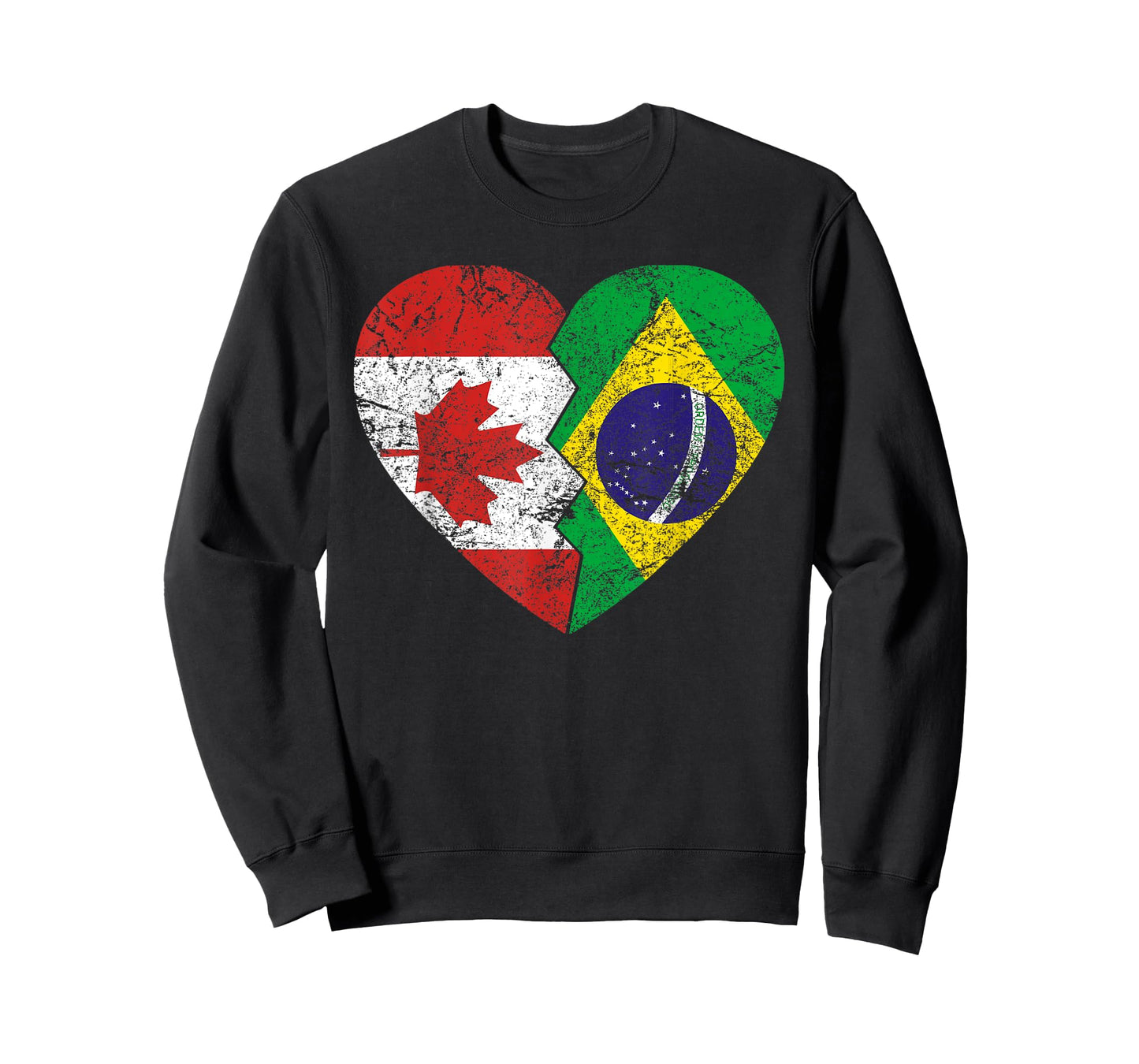 Brazilian Canadian Flags Heart | Canada Brazil Roots Vintage T-Shirt