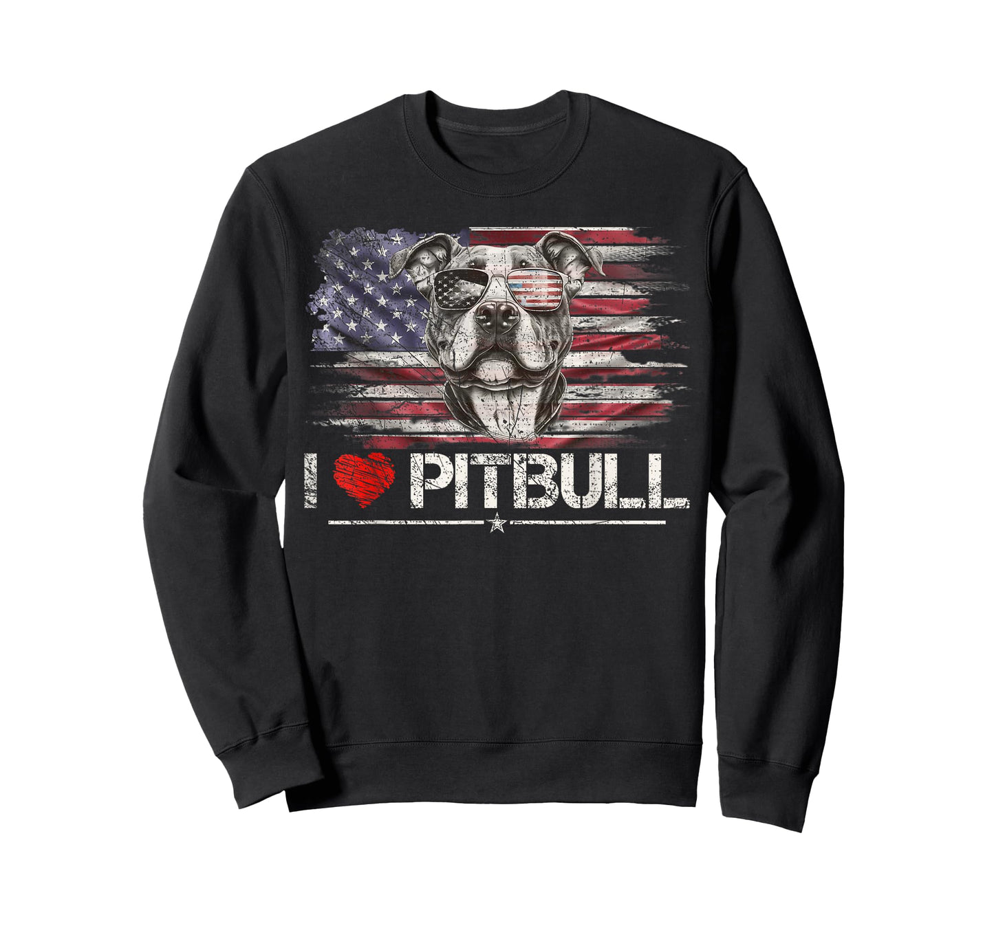Vintage USA Flag I Love My Pitbull Dog Heart, Pittie Lover T-Shirt for Women Kids Men