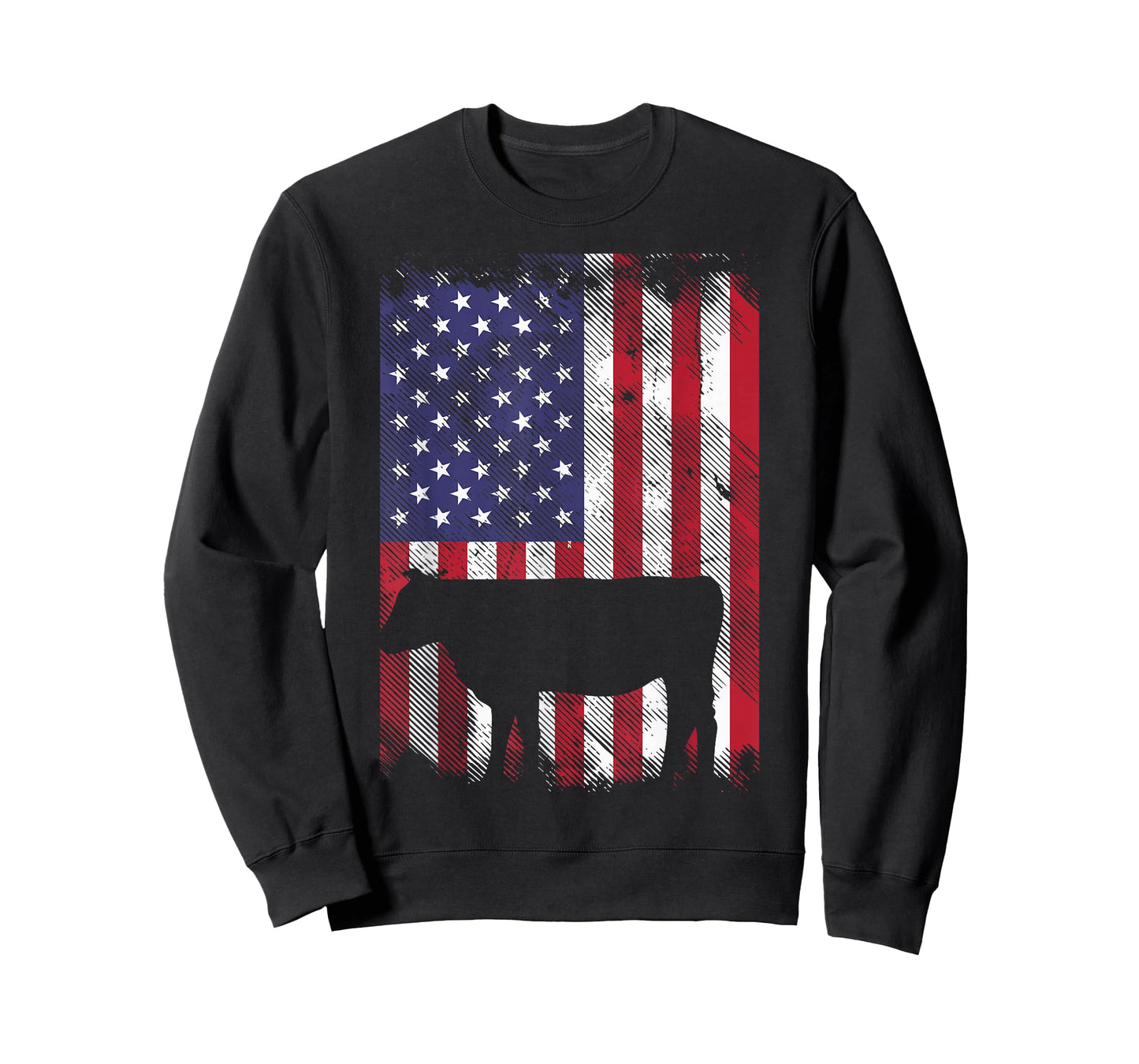 American Flag Cow Vintage Farm Animal Patriotic Farmer Gift T-Shirt